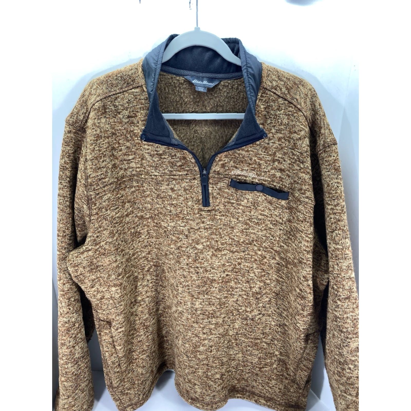 Eddie Bauer Eddie Bauer Fleece Sweater Men XL Brown 1/4 Zip Mock Neck Pullover Long Sleeve Sleeve Change: 1/4 Zip Size US XL / EU 56 / 4 - 2 Thumbnail