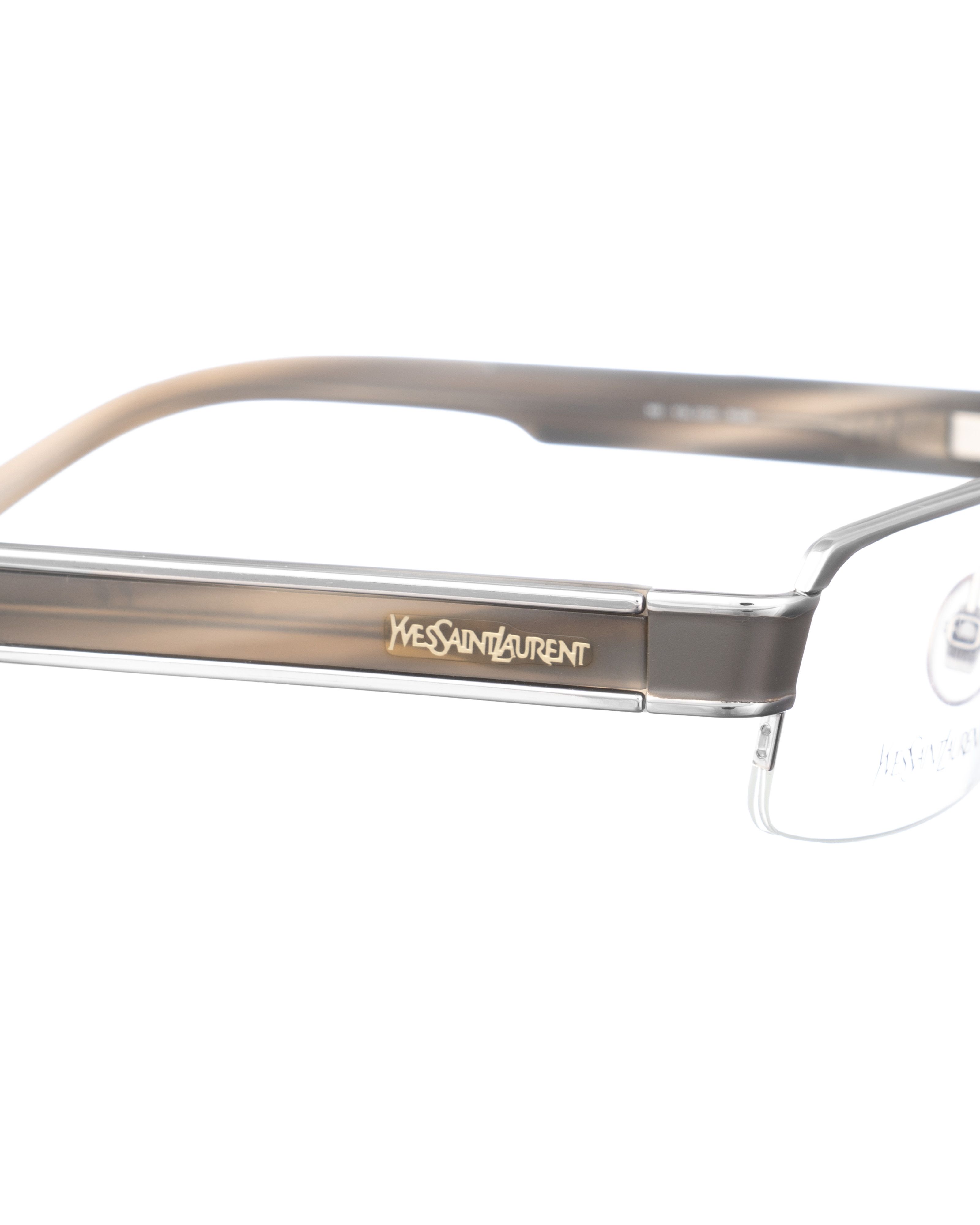 Yves Saint Laurent Yves Saint Laurent 00s Silver and Grey Half Rim Glasses Size ONE SIZE - 3 Thumbnail