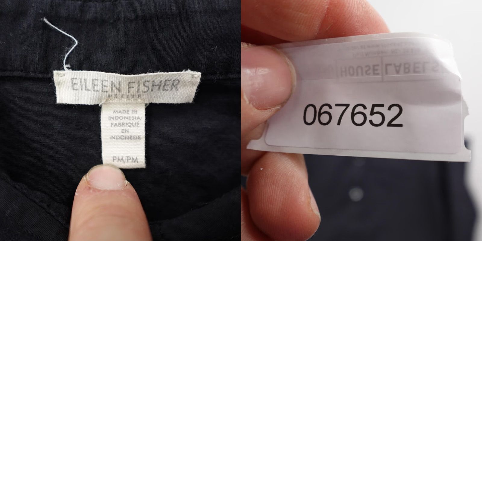 Eileen Fisher Shirt Womens Medium Black Button Up Long Sleeve Tunic Top Blouse Womens