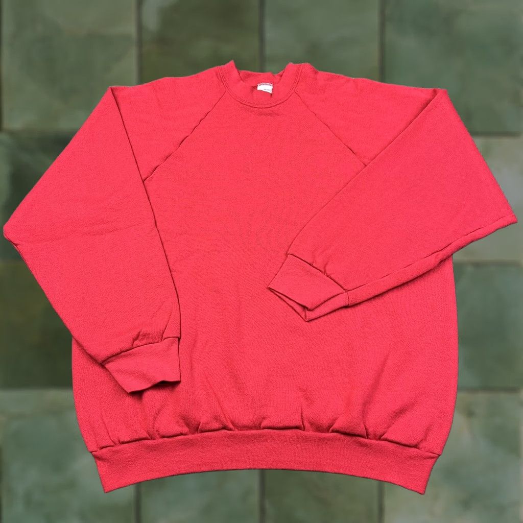 Fruit Of The Loom VINTAGE Fruit of the Loom Red Raglan Crewneck Sweatshirt XL Unisex Adults 90s Sweatshirt 50/50 Made USA Size US XL / EU 56 / 4 - 1 Thumbnail