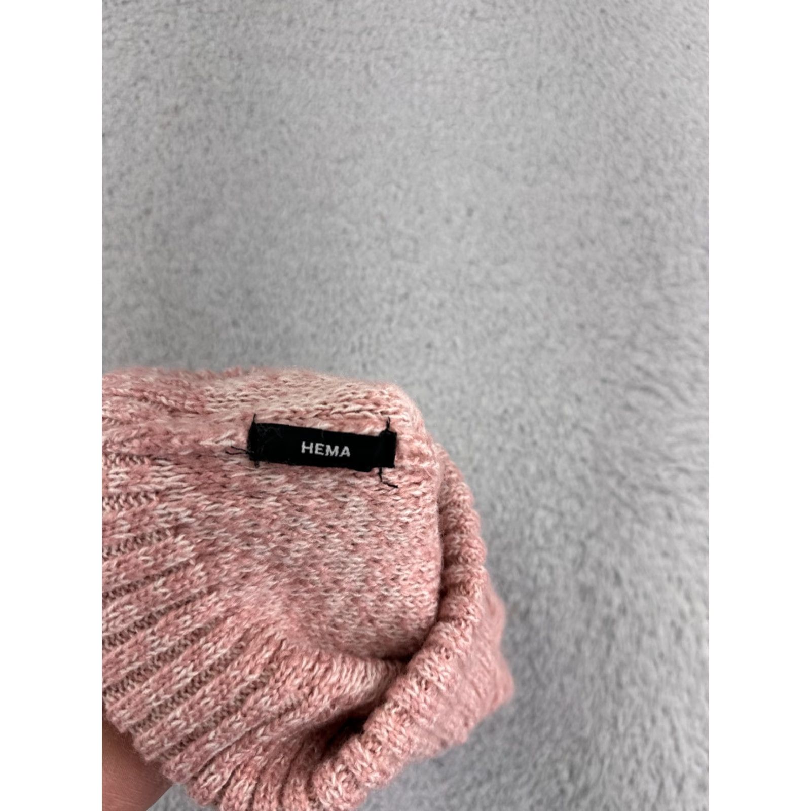 Vintage Hema Beanie Toque Adult One Size Pink Beige Knit Pom Winter Ski Snow Warm Size ONE SIZE - 3 Thumbnail