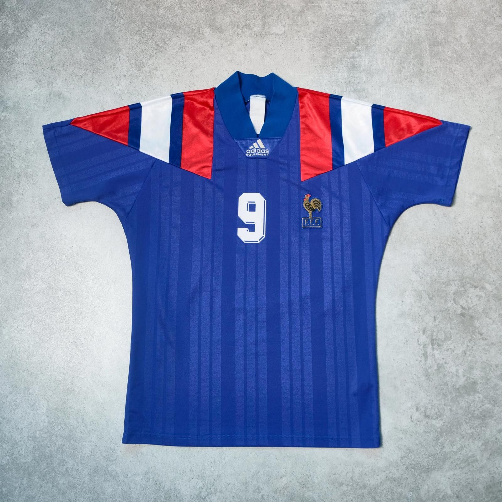 Adidas 1992/94 France Home Shirt Adidas Papin (S/M) Size US S / EU 44-46 / 1 - 2 Thumbnail