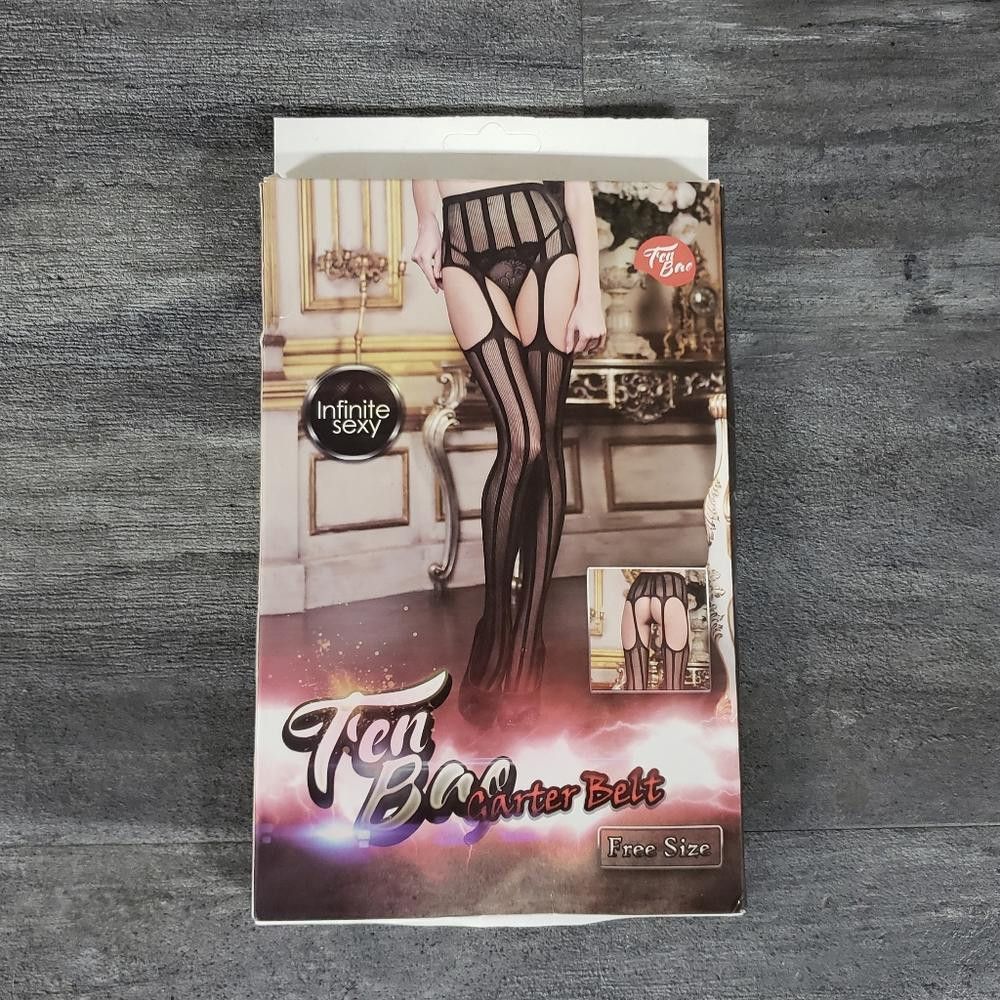 Designer Black Fen Bao Garter Belt | Thigh High Size ONE SIZE - 1 Thumbnail