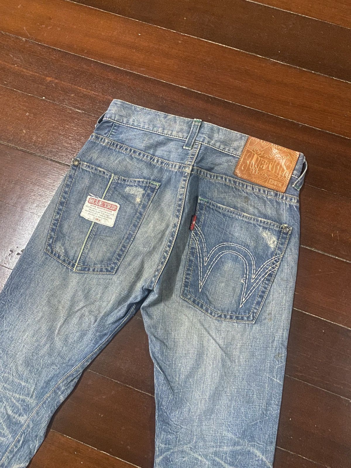 Edwin Fire Edwin bluetrip Flare Distressed Denim mud wash faded Size US 34 / EU 50 - 12 Thumbnail