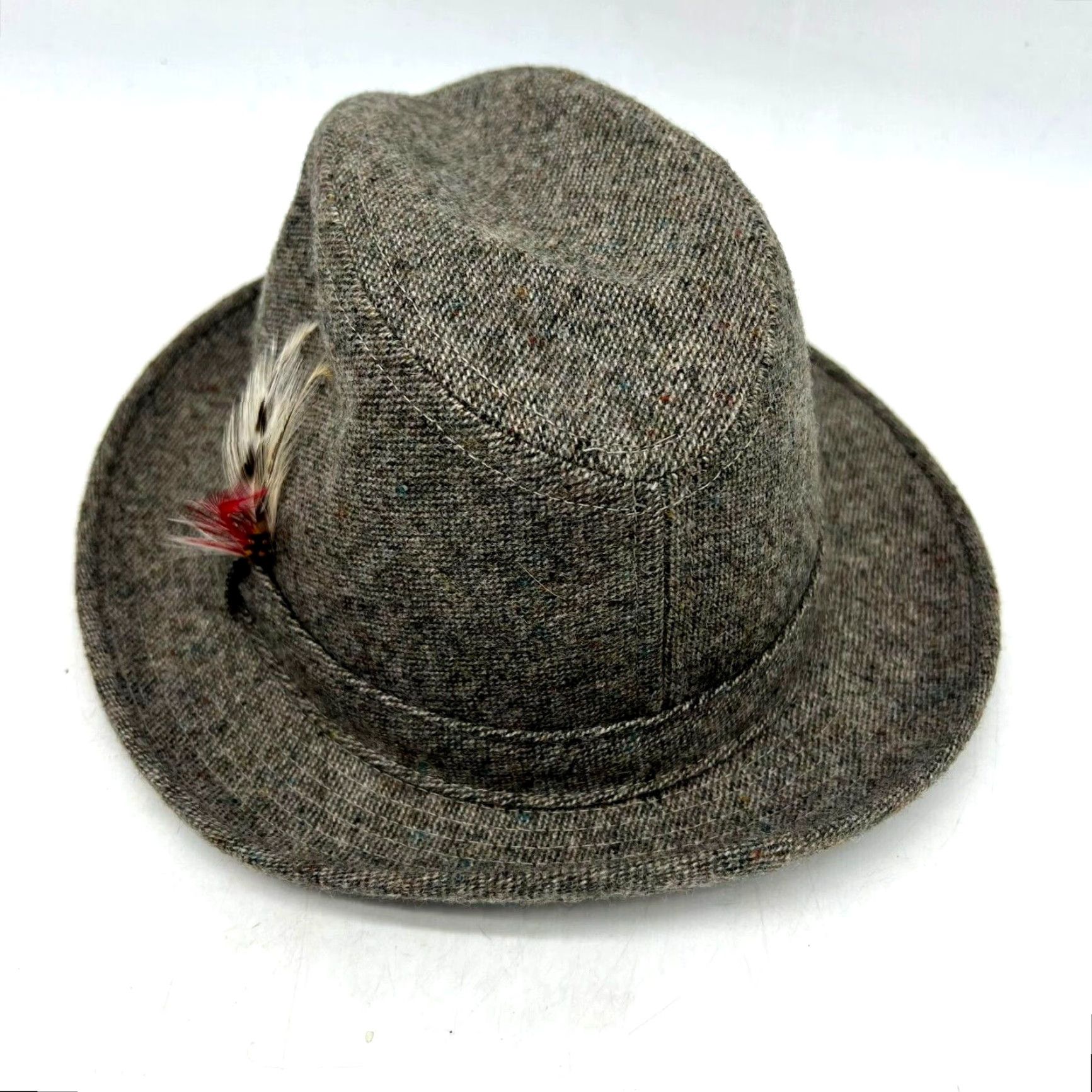 Vintage VINTAGE Adam Wool Fedora Mens Medium Gray Tweed Classic Designer USA Size ONE SIZE - 4 Thumbnail