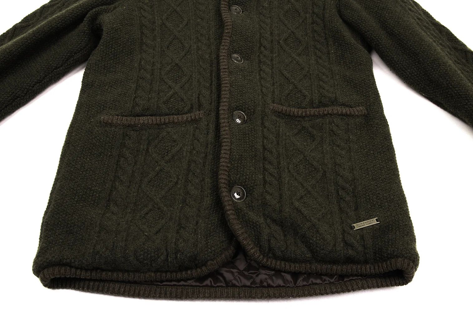 Burberry Quilted Lined Hooded Cable Knit Jacket in Khaki Brown Size US M / EU 48-50 / 2 - 9 Thumbnail