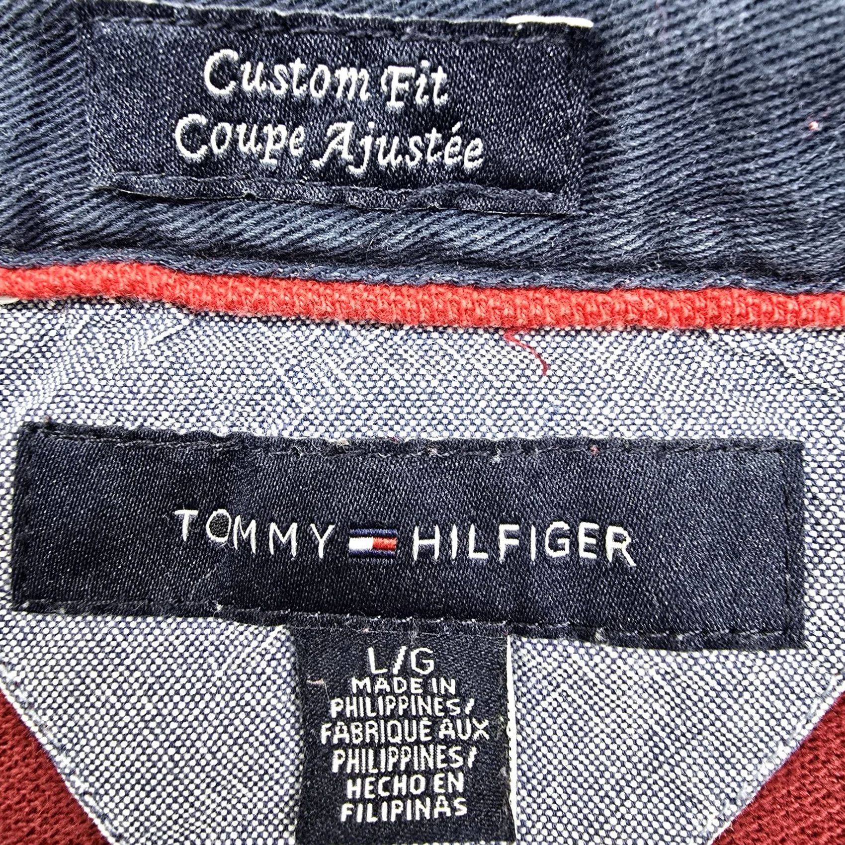 Tommy Hilfiger Tommy Hilfiger Men’s L Burgundy/Navy Colorblock Polo Cotton L/G Shirt Size US L / EU 52-54 / 3 - 3 Thumbnail