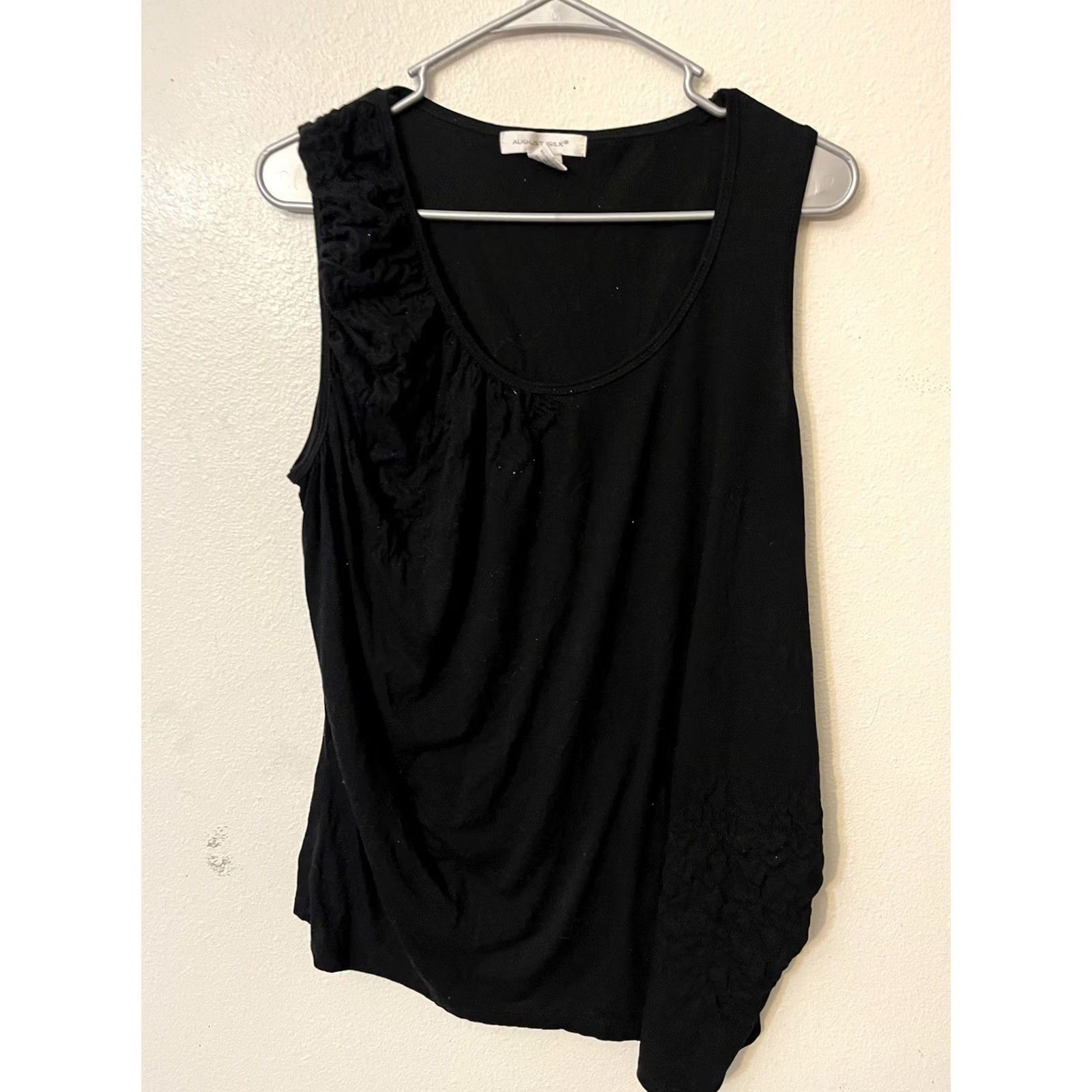 Vintage VINTAGE August Silk Black Tank Top Women L Knit Polyester Rayon Pre-Owned Size L / US 10 / IT 46 - 2 Thumbnail