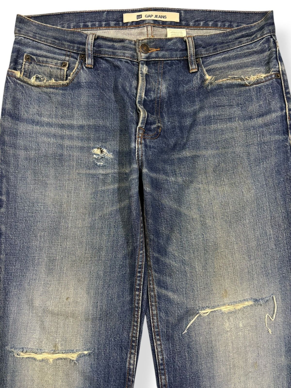 Gap Vintage Gap Blue Wash Loose Fit Distressed Grunge Jeans Size US 35 - 3 Thumbnail