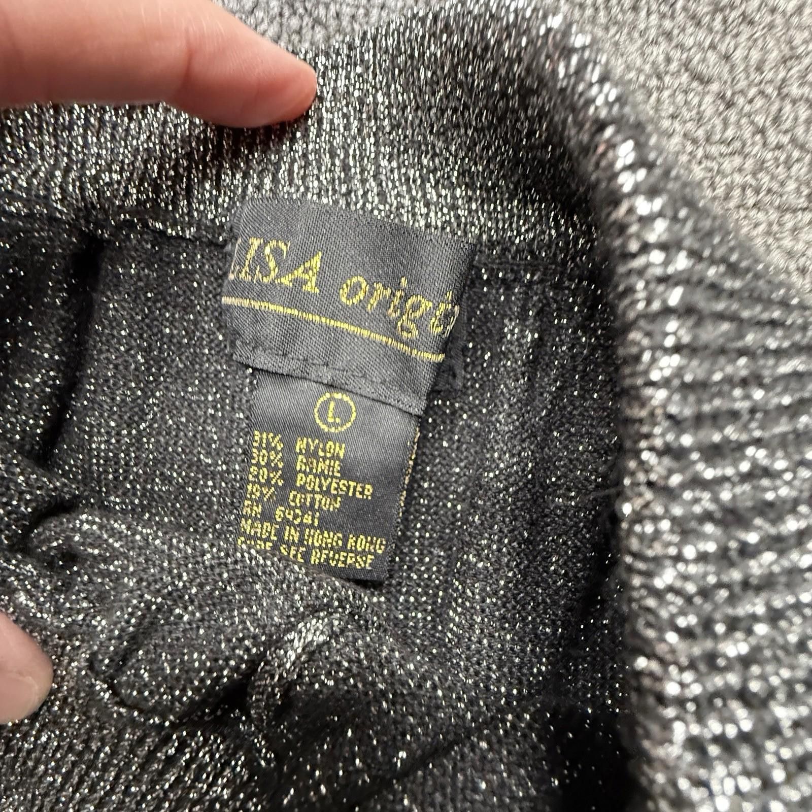 Other VTG Lisa Originals Womens L Pants High Rise BlkGrey Metallic Size 36" / US 14 / IT 50 - 4 Thumbnail