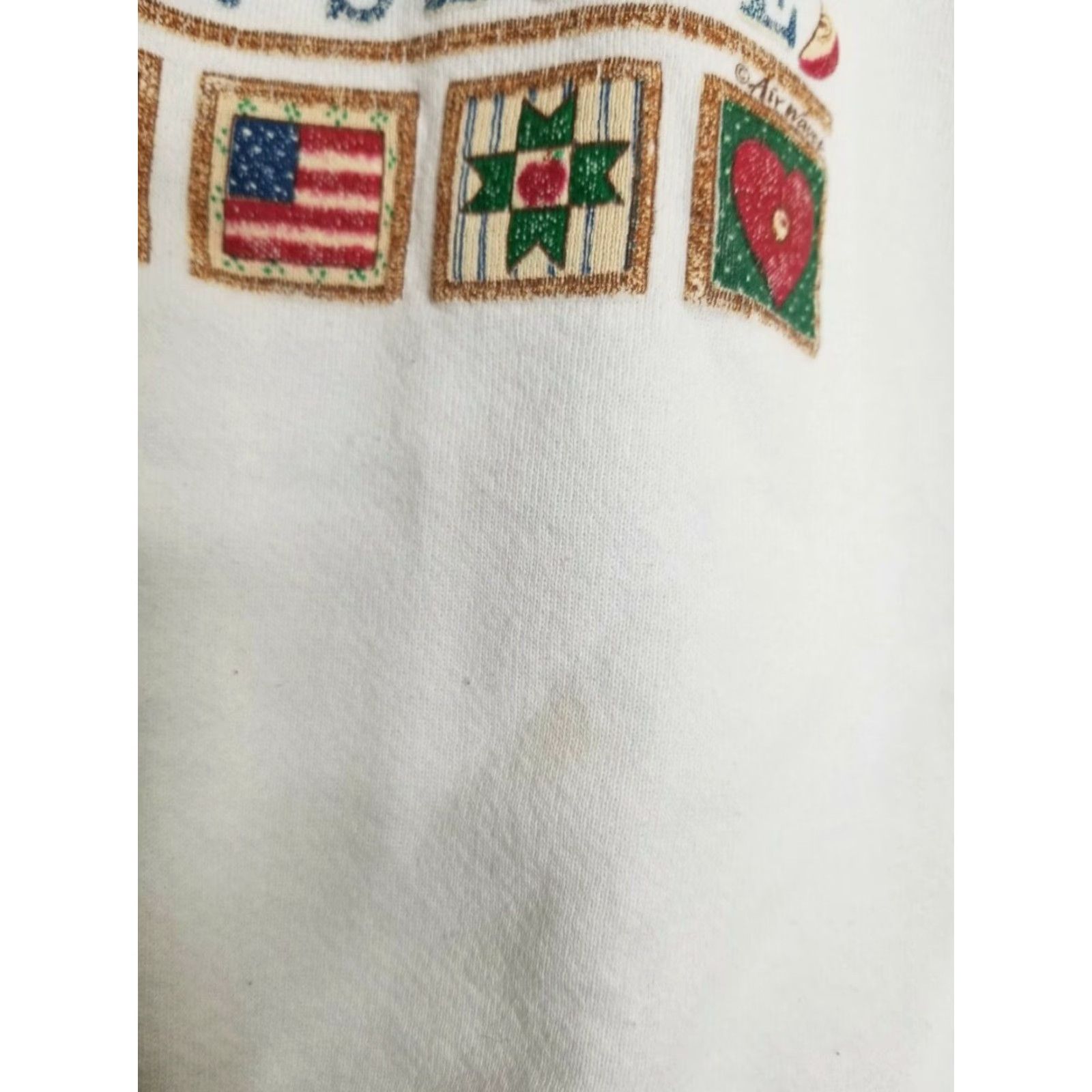 Vintage Vintage Mens L Apples & Spice Americana Sampler Crewneck Sweatshirt Distressed Ivory Cotton/Polyester 1990s Pullover Crew Neck Size US L / EU 52-54 / 3 - 3 Thumbnail