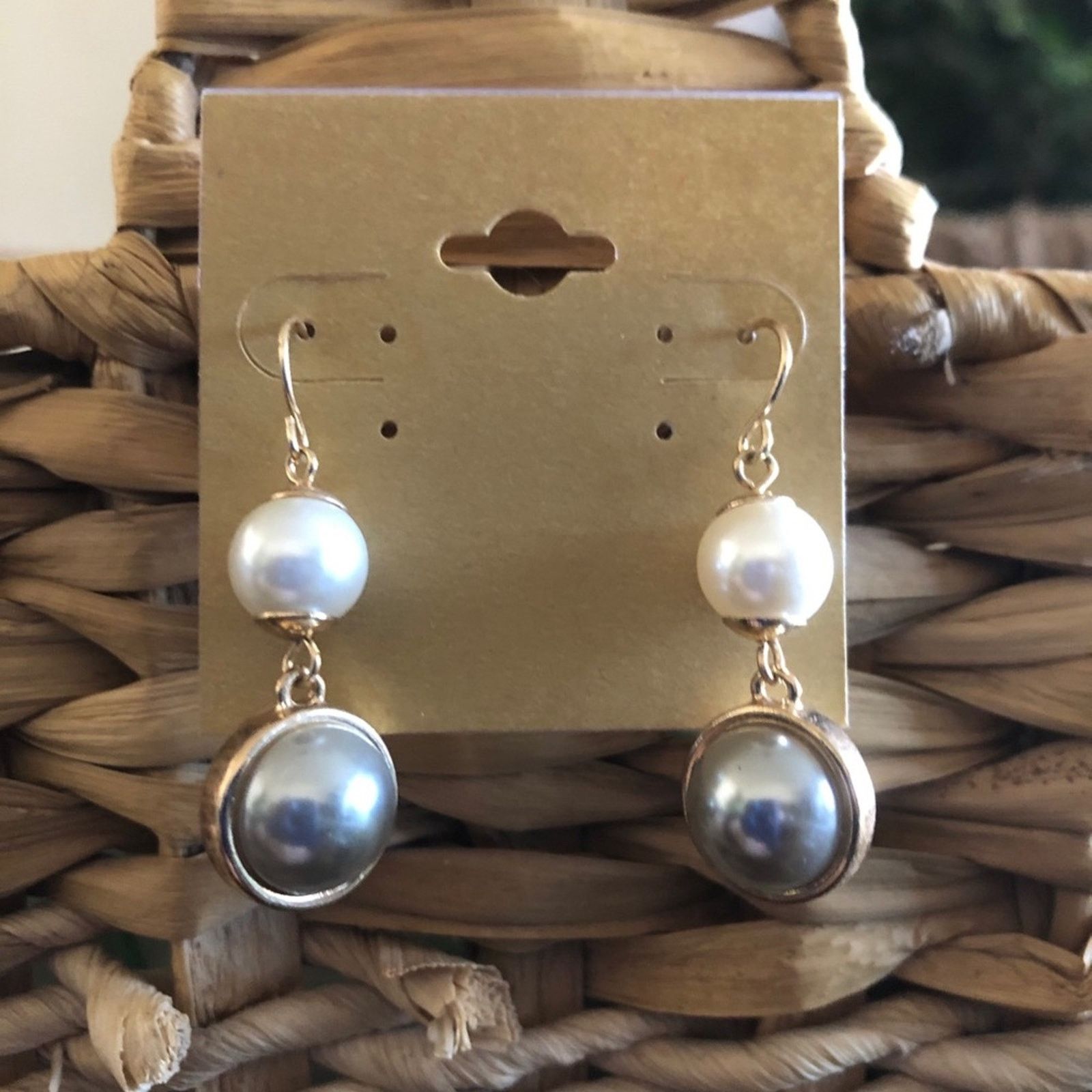 Jewelry Faux Pearl Dangle Drop Fish Hook Earrings in Gold, Women's