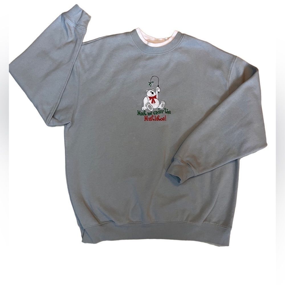 Vintage Vintage MCCC Sportswear gray XL mistletoe bear Christmas swe Size XL / US 12-14 / IT 48-50 - 2 Thumbnail