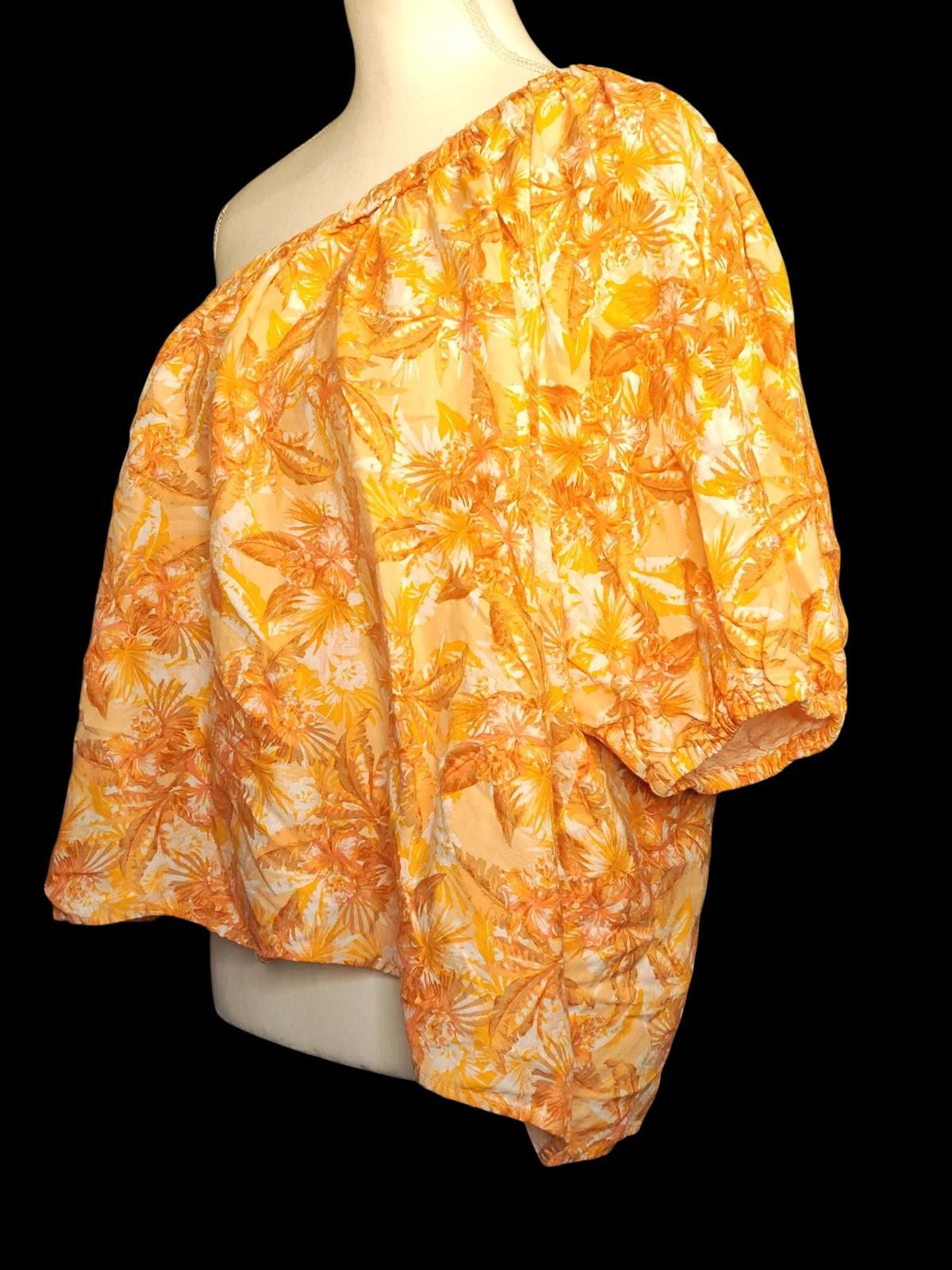 Other LOFT Women's One Shoulder Orange Floral Top Size XXL / US 16-18 / IT 52-54 - 5 Thumbnail