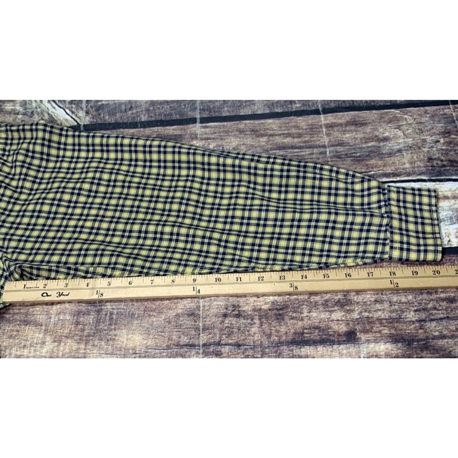 Nautica Nautica Button-Down Long Sleeve Shirt Plaid Cotton Mens Large Yellow Black Multicolor Pattern Classic Preppy Shirt Mens L Size US L / EU 52-54 / 3 - 6 Thumbnail