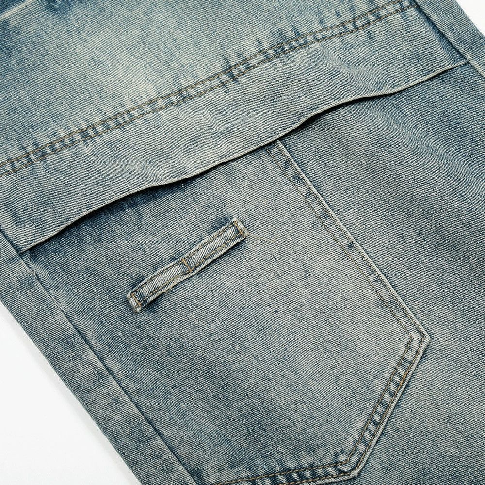 Japanese Brand × Jean Men's street washed loose wide-leg ripped scimitar jeans Size US 32 / EU 48 - 4 Thumbnail
