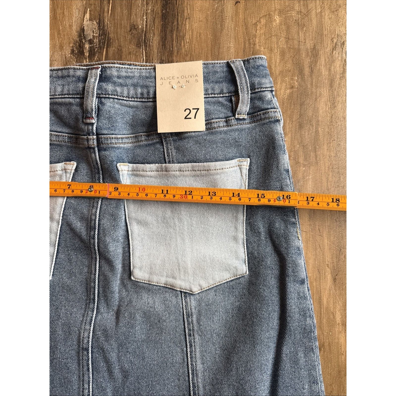 Alice + Olivia Alice + Olivia Rye TwoTone Denim Maxi Skirt Brooklyn Blue 27 Size 27" / US 4 / IT 40 - 10 Thumbnail
