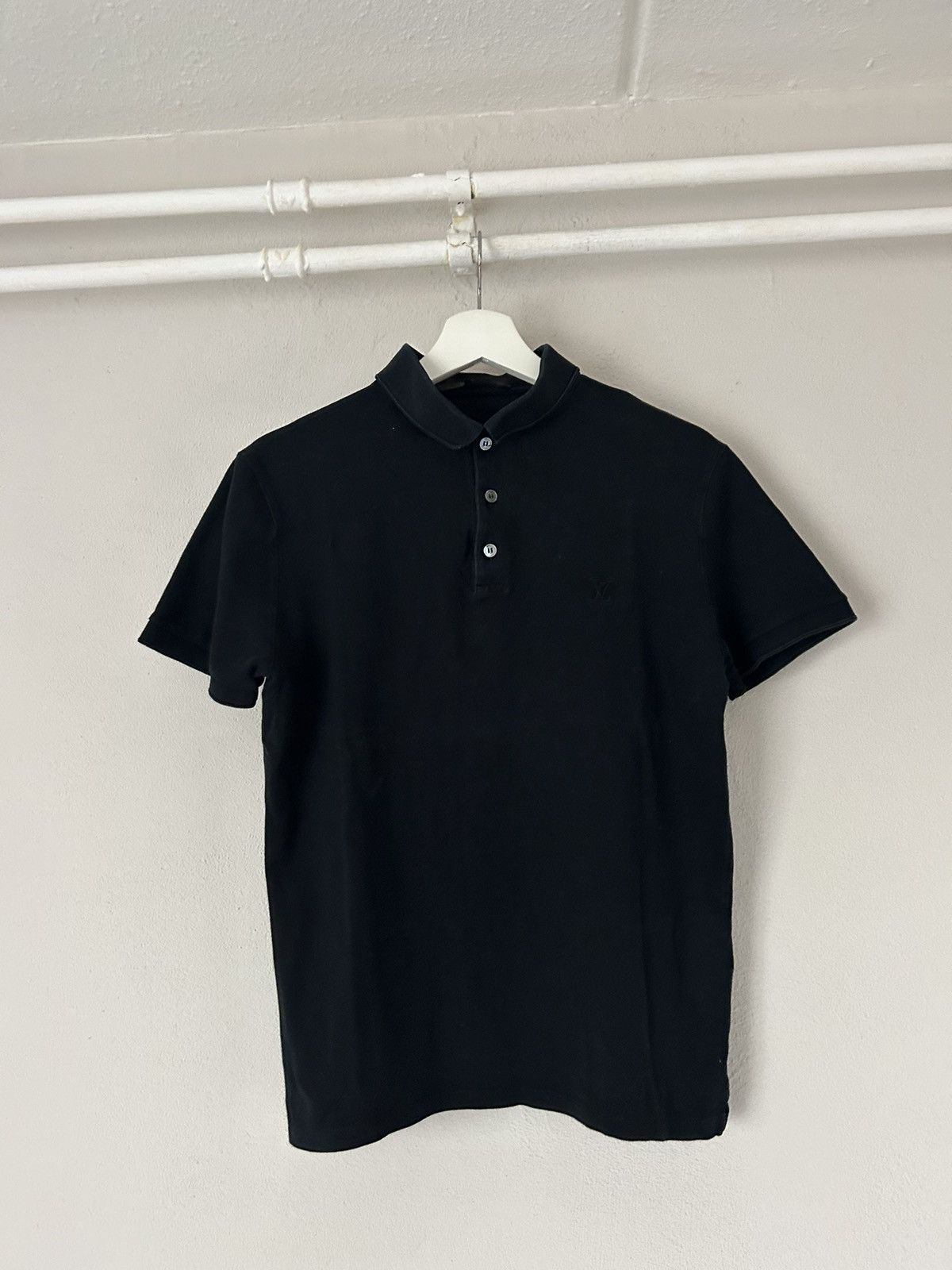 image of Louis Vuitton Black Lv Logo Polo, Men's (Size Small)