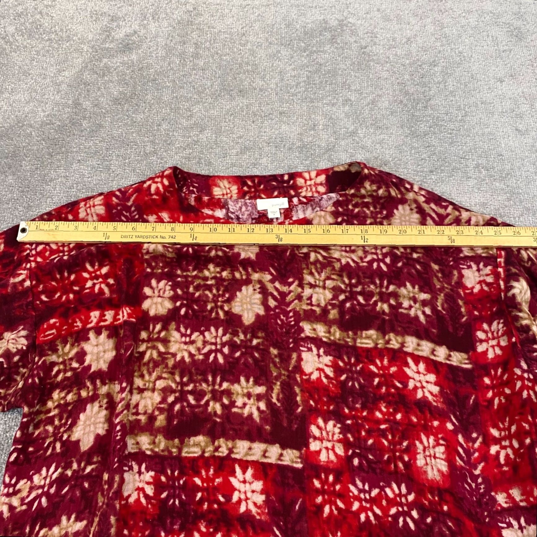 J. Jill VINTAGE J. Jill Shirt Womens Medium Red Floral Christmas 3/4 Sleeve Oversized Cotton Size M / US 6-8 / IT 42-44 - 4 Thumbnail