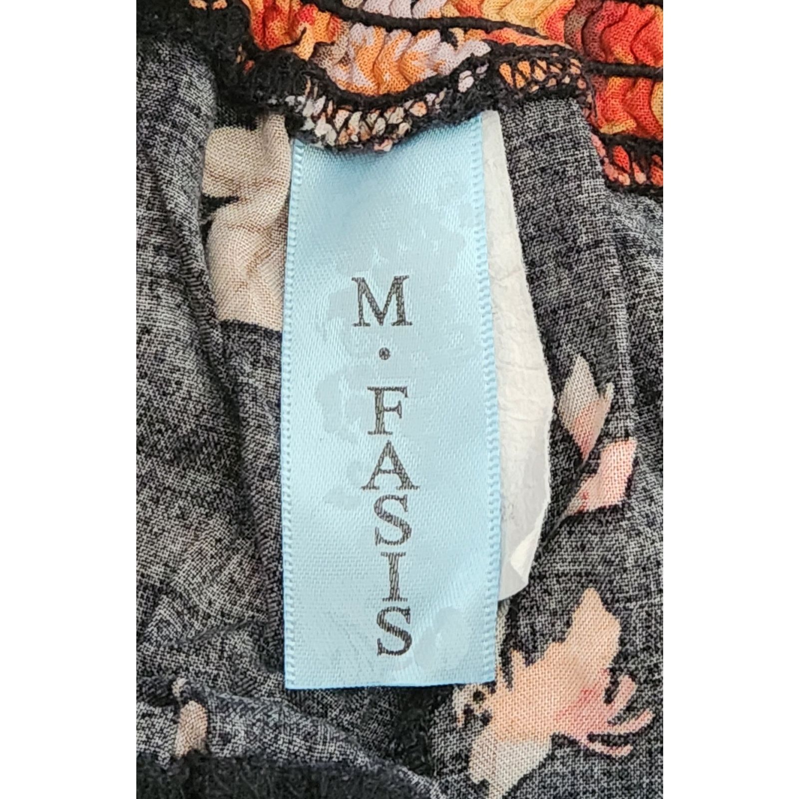 Other M. Fasis Black Orange Floral Print Wide Leg Palazzo Pants M Size 22" - 4 Thumbnail