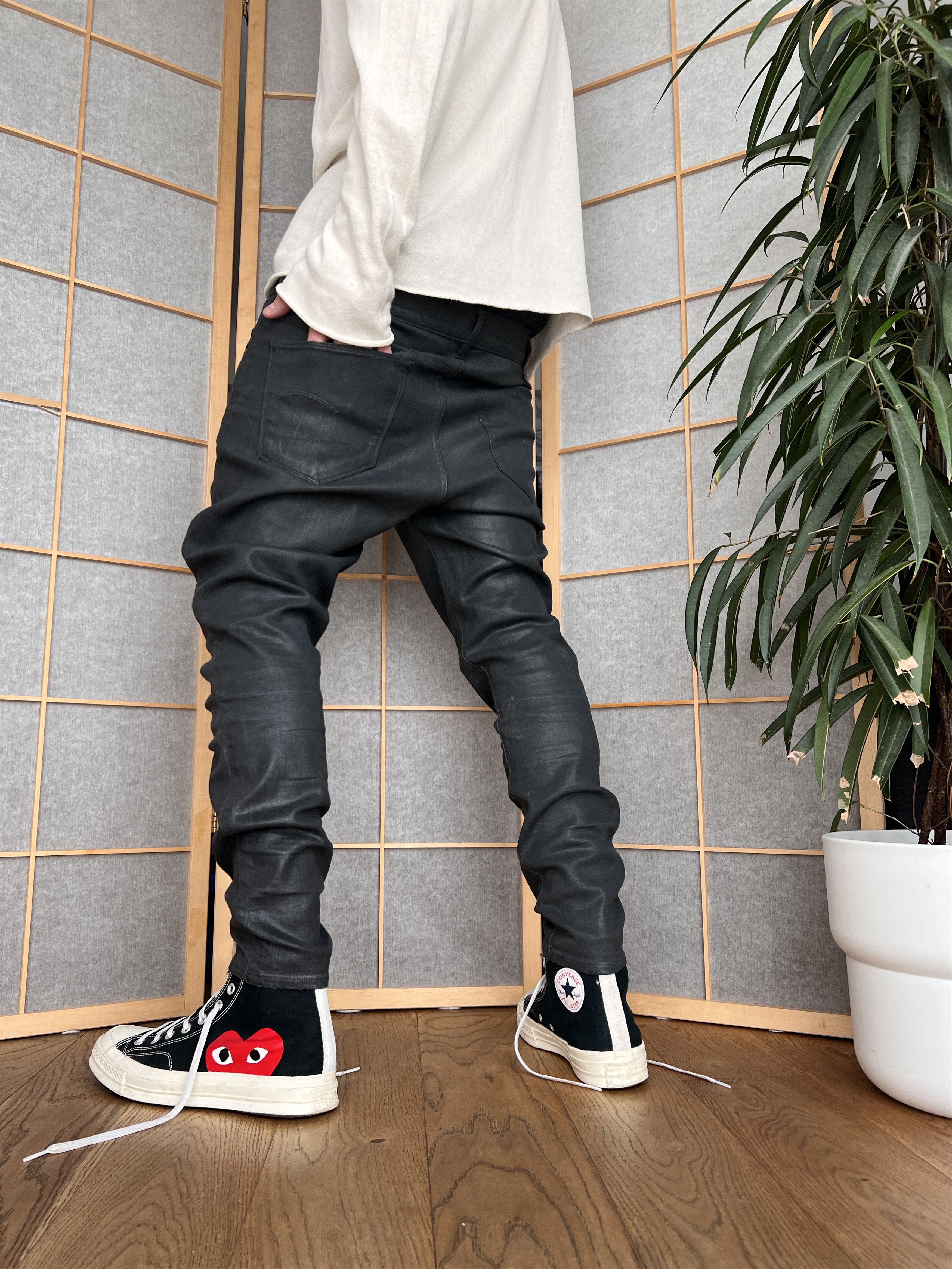 G-Star Sick G Star RAW 3301 faux leather pants waxed stretch skinny Size US 30 / EU 46 - 2 Thumbnail