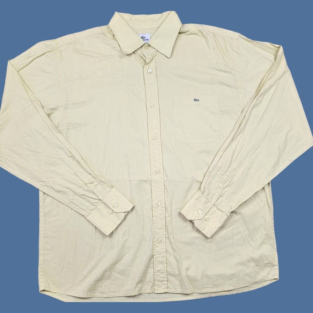 Lacoste Lacoste Shirt Mens XL 44 Yellow Embroidered Logo Long Sleeve Button-Up Cotton Vintage: No, No Size US XL / EU 56 / 4 - 1 Thumbnail