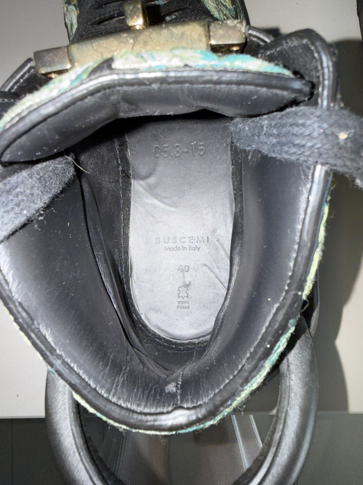 Buscemi Buscemi 100MM High Top Sneakers Green Brocade EU 40 Size US 8 / EU 41 - 5 Thumbnail