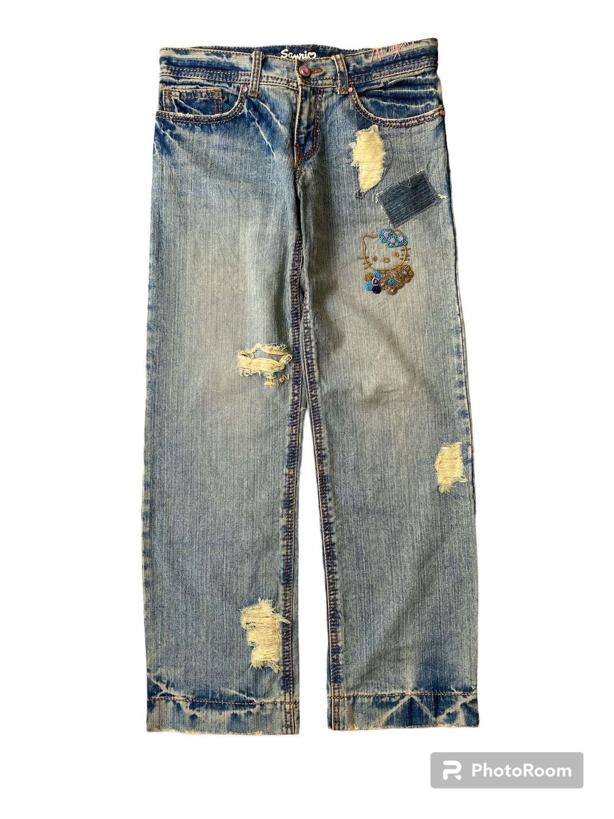 Vintage y2k Hello Kitty By Sanrio Distressed Denim