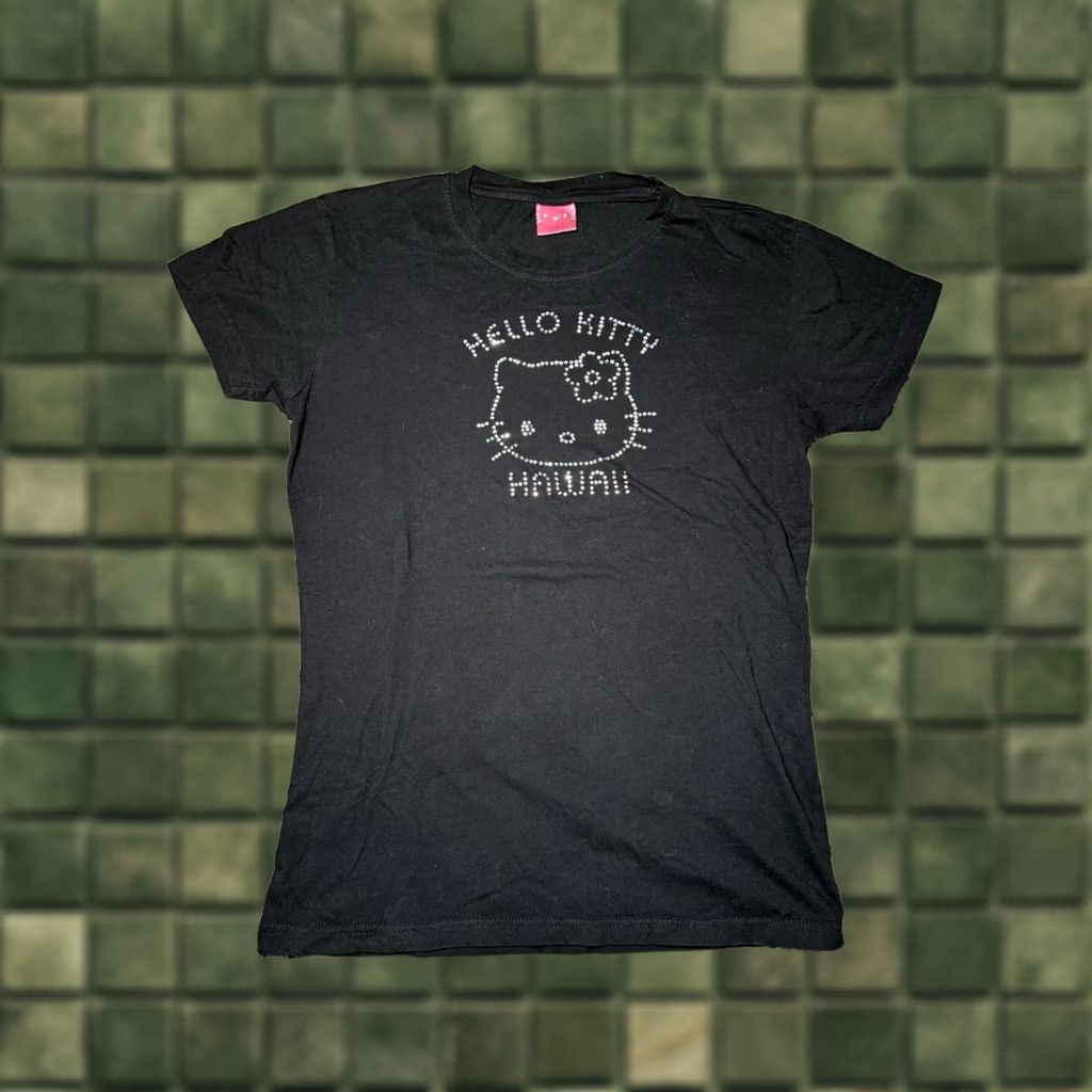 Vintage VINTAGE Hello Kitty Hawaii Black Rhinestones T-shirt Sanrio L Womens 1990s Black Cotton Mexico Size L / US 10 / IT 46 - 1 Thumbnail