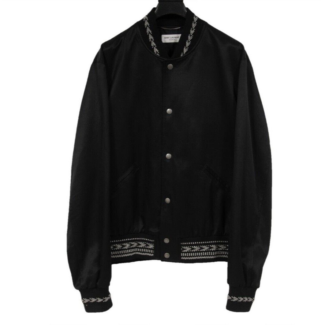 Ikat Bomber Jacket Black Satin