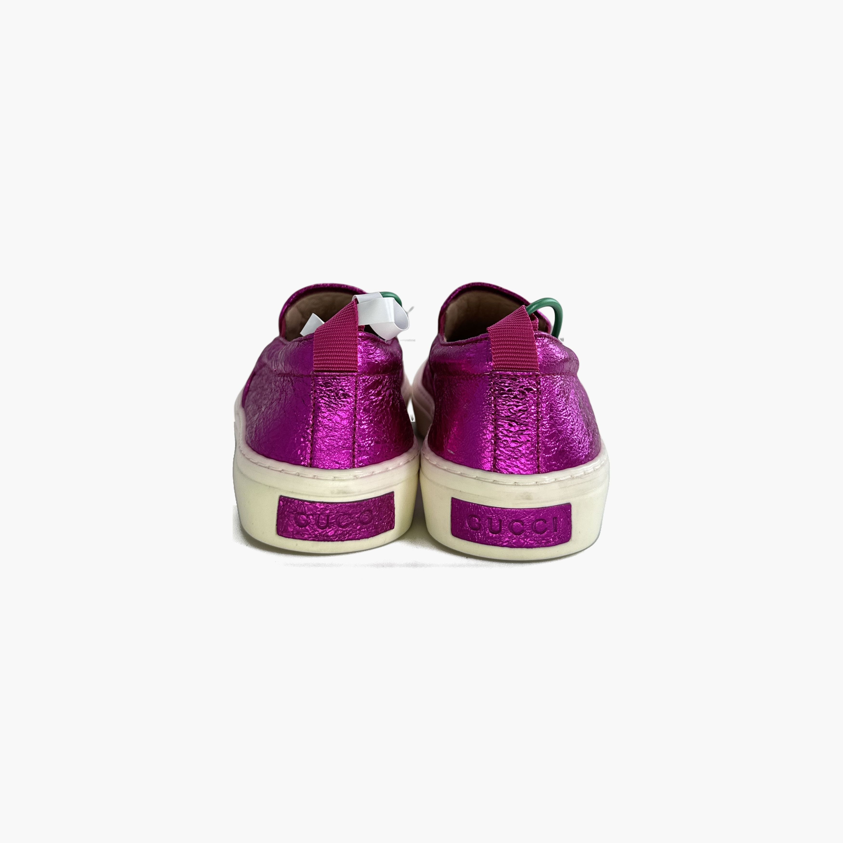 Gucci Gucci Leather Fashion SlipOn Sneakers Plum-2506 Size US 6.5 / EU 39-40 - 7 Thumbnail