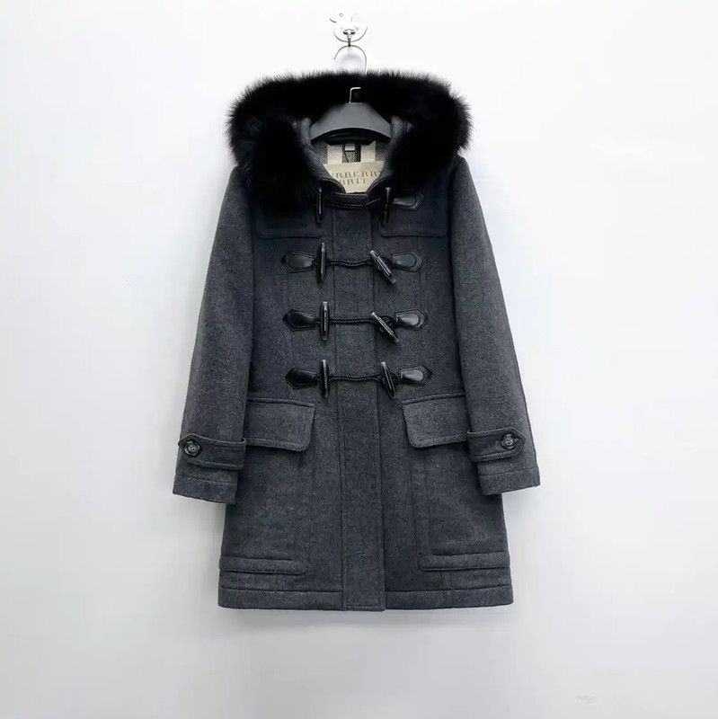 Burberry Burberry Gray Wool Duffle Coat with Hood Size S / US 4 / IT 40 - 1 Thumbnail