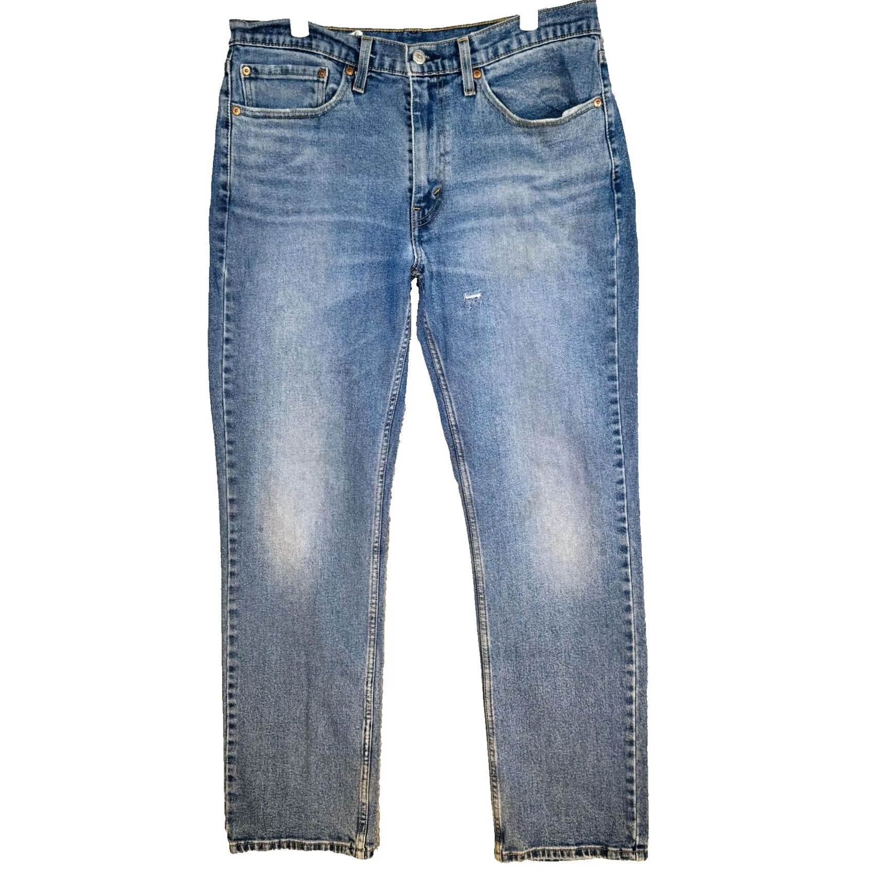 Levi's Levi's 501 Jeans Mens 34x32 Blue Medium Wash Straight Button Fly Stretch Denim Regular Fit Size US 34 / EU 50 - 5 Thumbnail