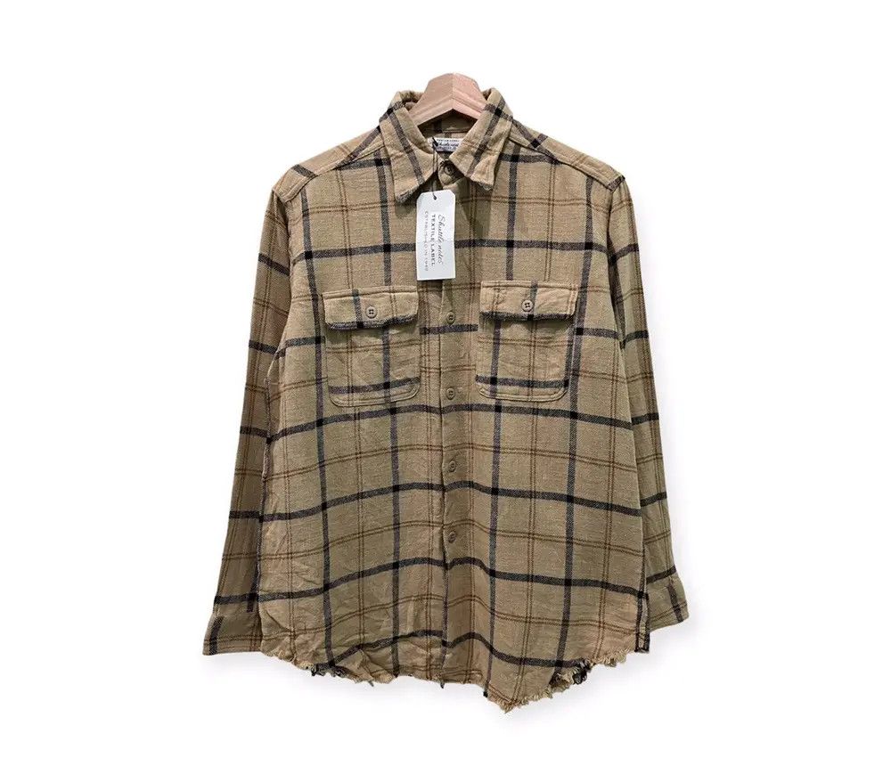 Flannel Japanese Brand Shuttle Notes Distress Design Flannel Shirt Size US M / EU 48-50 / 2 - 1 Thumbnail