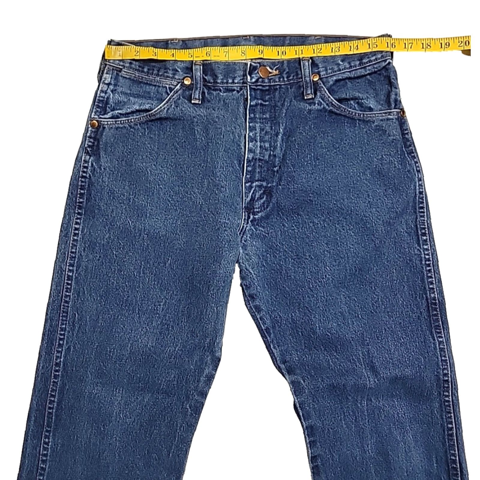 Vintage Wrangler 13MWZ Men's Dark Blue Denim Western Jeans 34x29