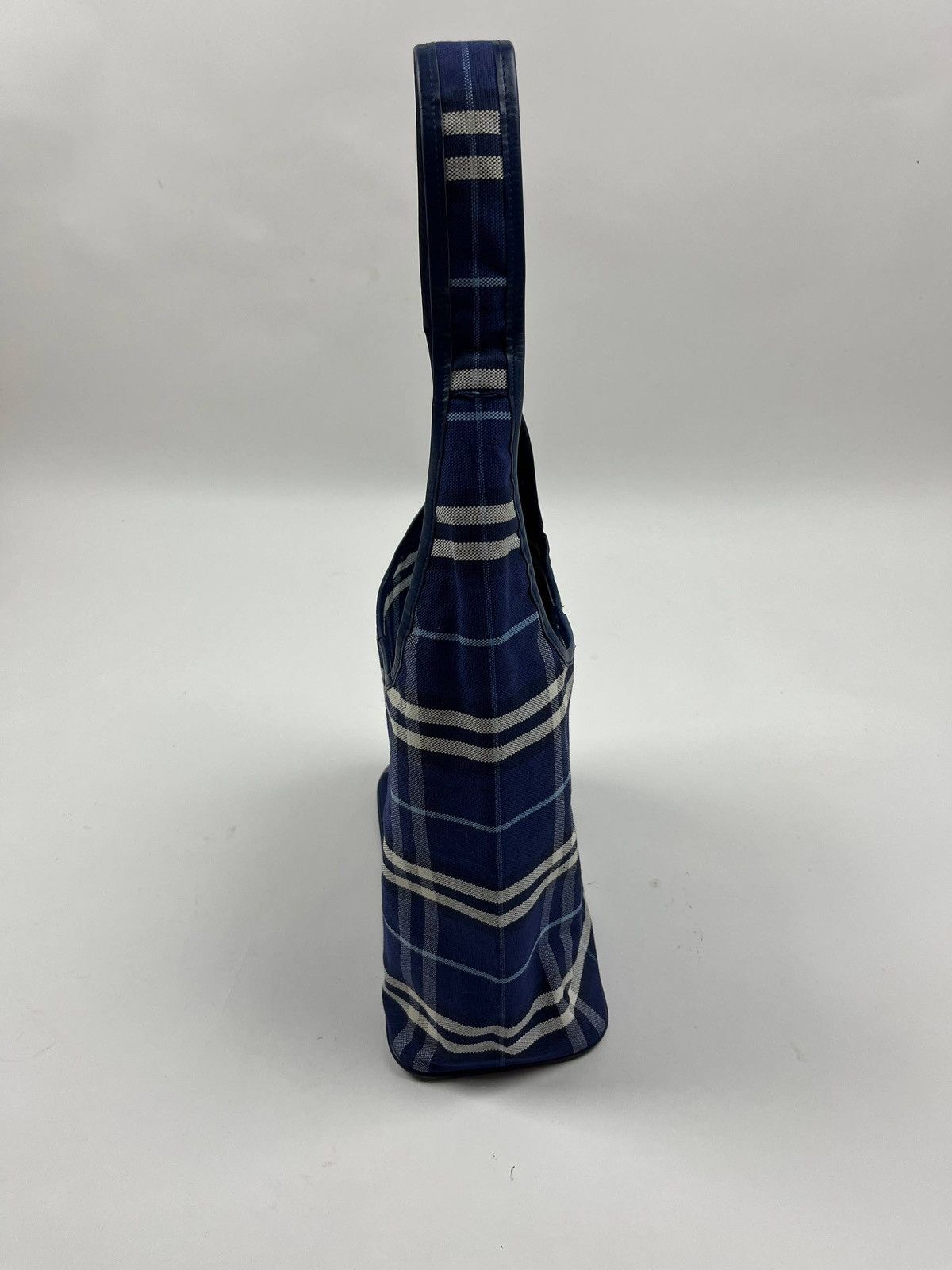 Burberry Blue Nova Check Plaid Shoulder Bag Canvas Hobo Tote Y2K Rare Size ONE SIZE - 4 Thumbnail
