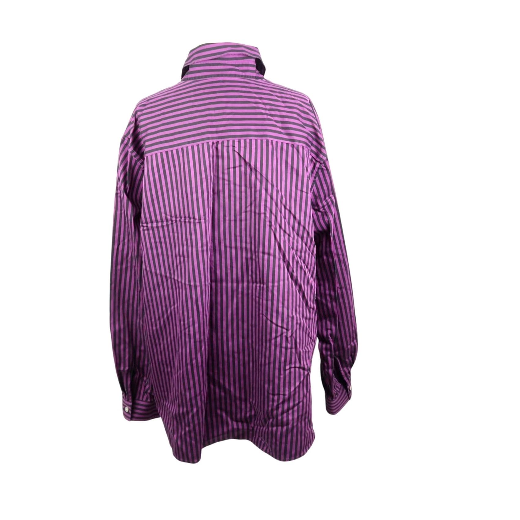 Vintage VINTAGE Foxcroft Striped Button-Down Oxford Shirt 20W Womens Long Sleeve Purple Black 100% Cotton Size 3XL / US 20-22 - 4 Thumbnail