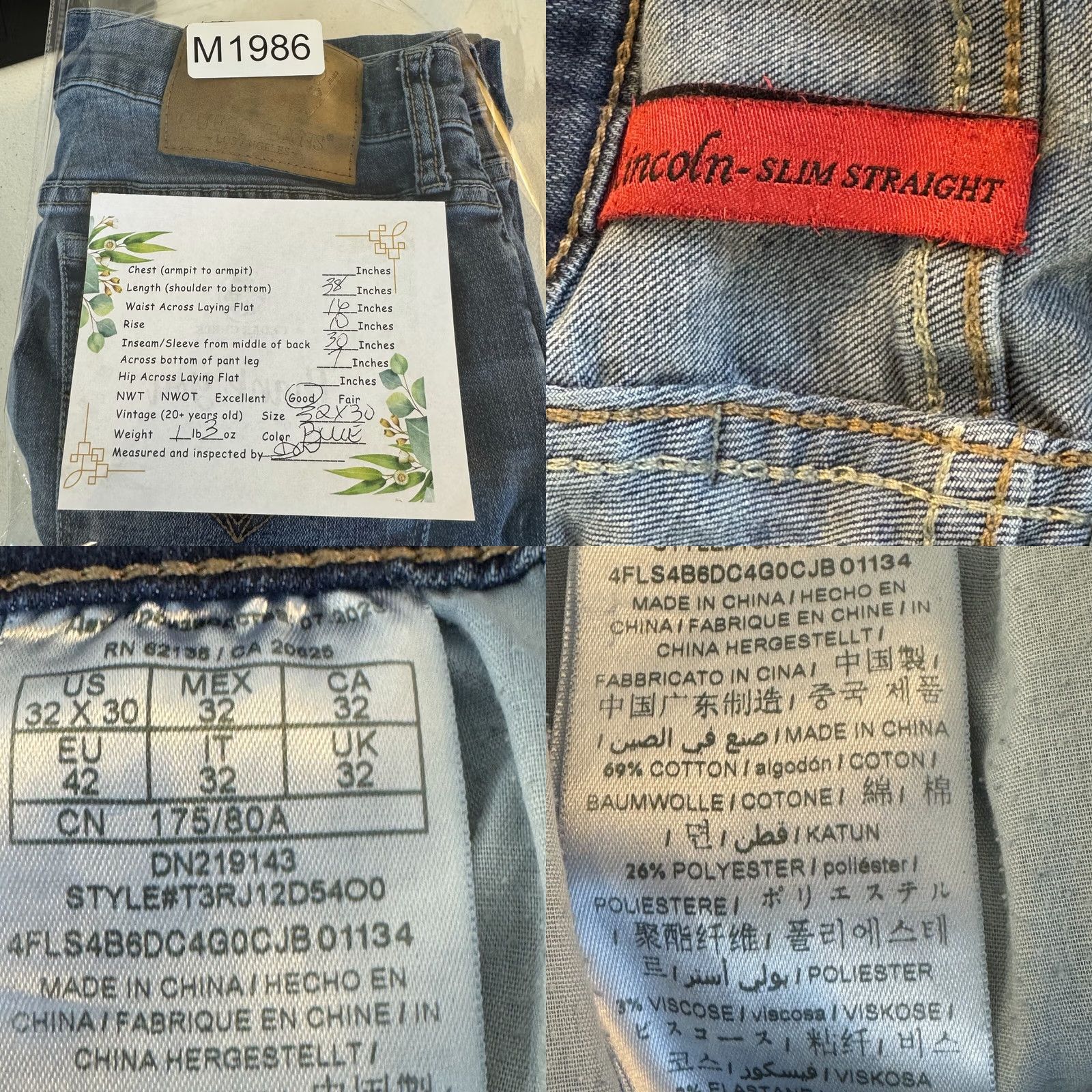 Guess Guess Lincoln Jeans Men 32x30 Blue Denim Slim Straight Mid Rise Size US 32 / EU 48 - 8 Thumbnail