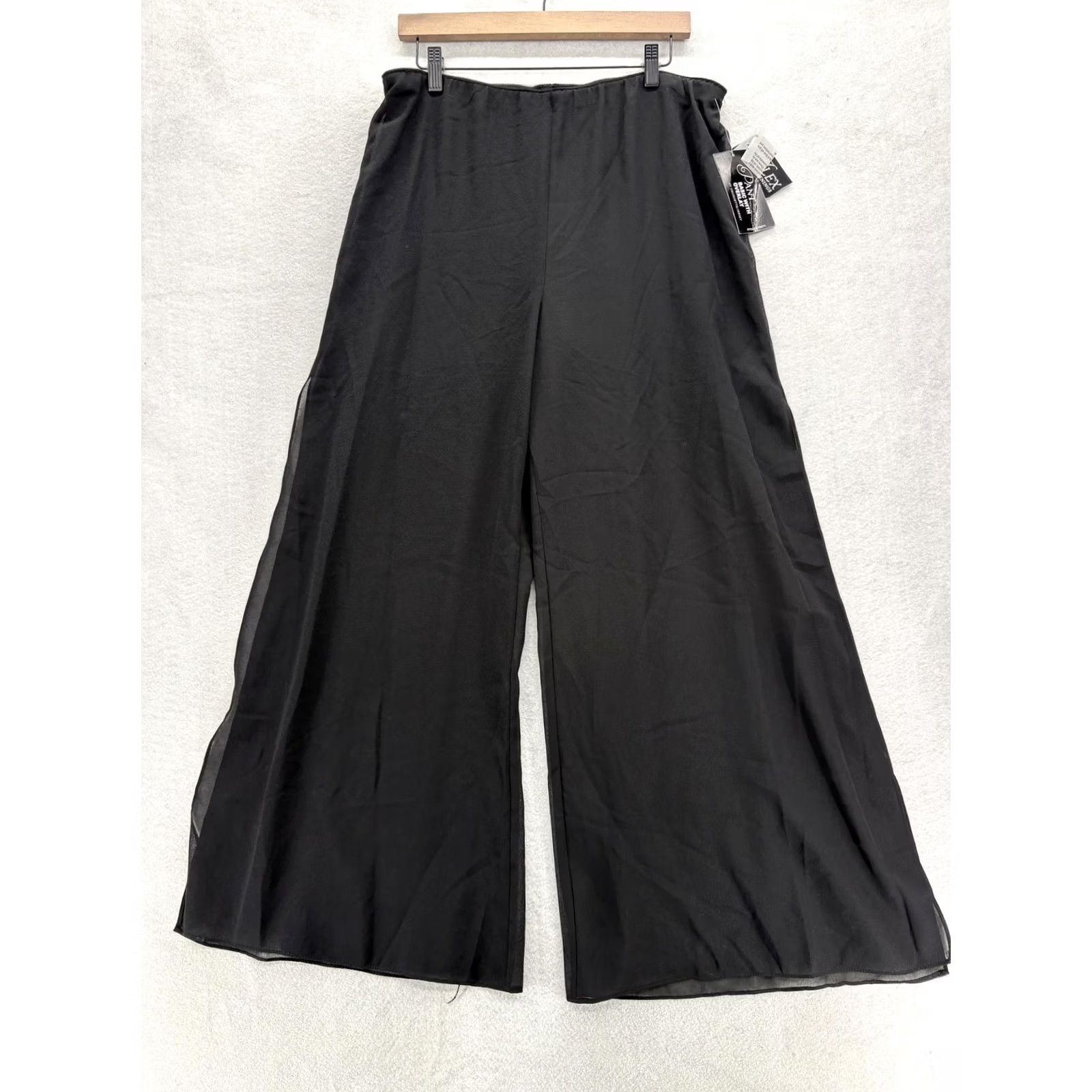 Alex Evenings Alex Evenings Dress Pants Womens L Black Chiffon Overlay Wide-Leg Formal NWT Size 36" / US 14 / IT 50 - 2 Thumbnail