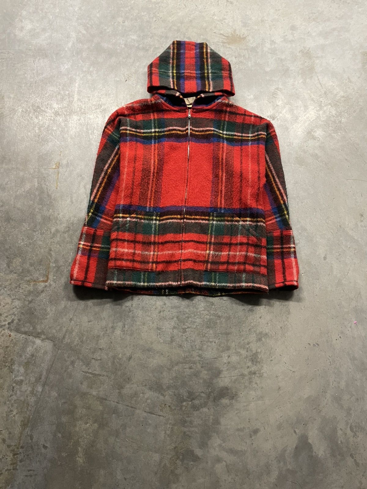 Vintage 60s Plaid Wool Zip Up Parka