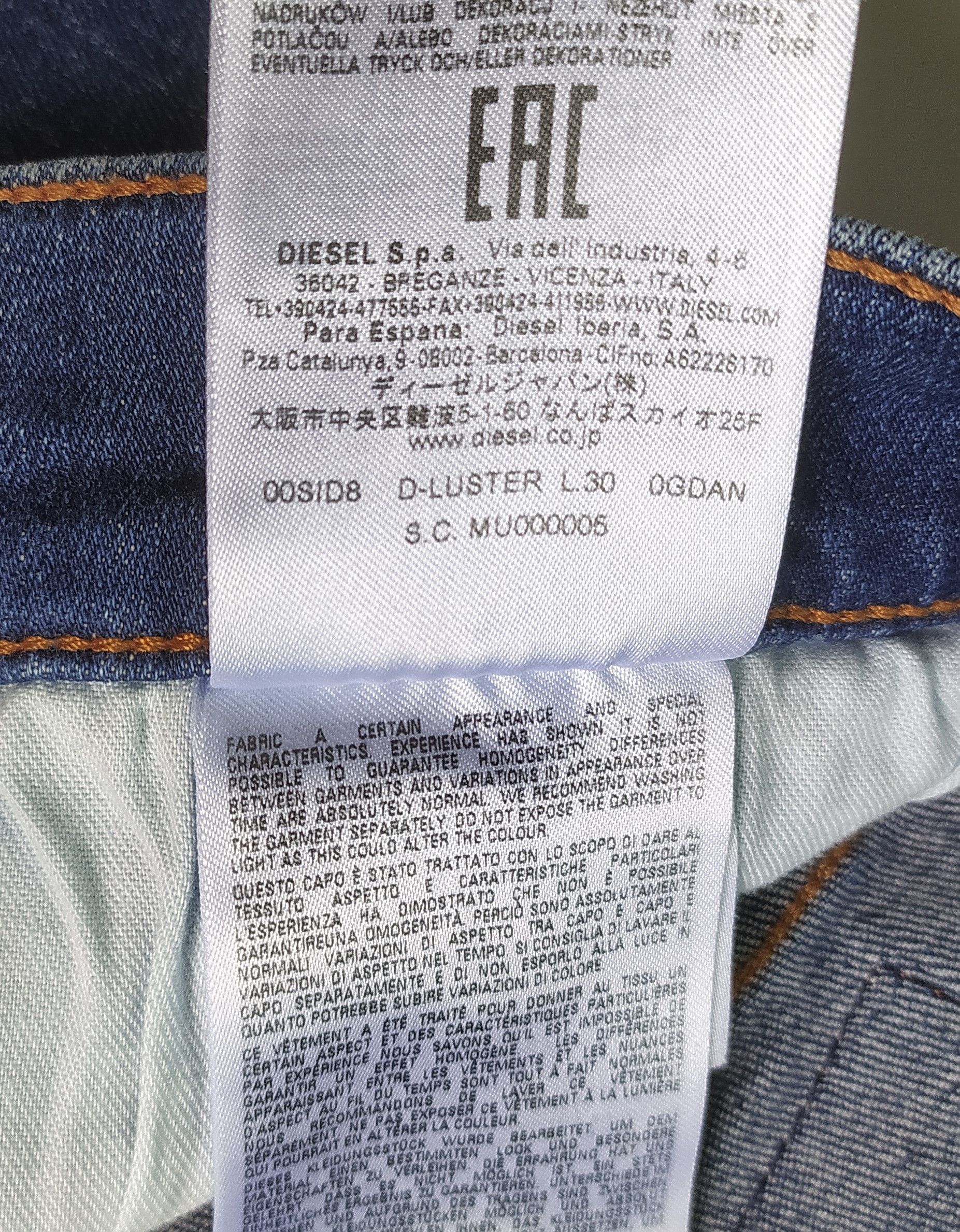 Diesel Diesel D-LUSTER-0GDAN Men's Jeans Free Shipping T/ 9853 Size US 36 / EU 52 - 5 Thumbnail
