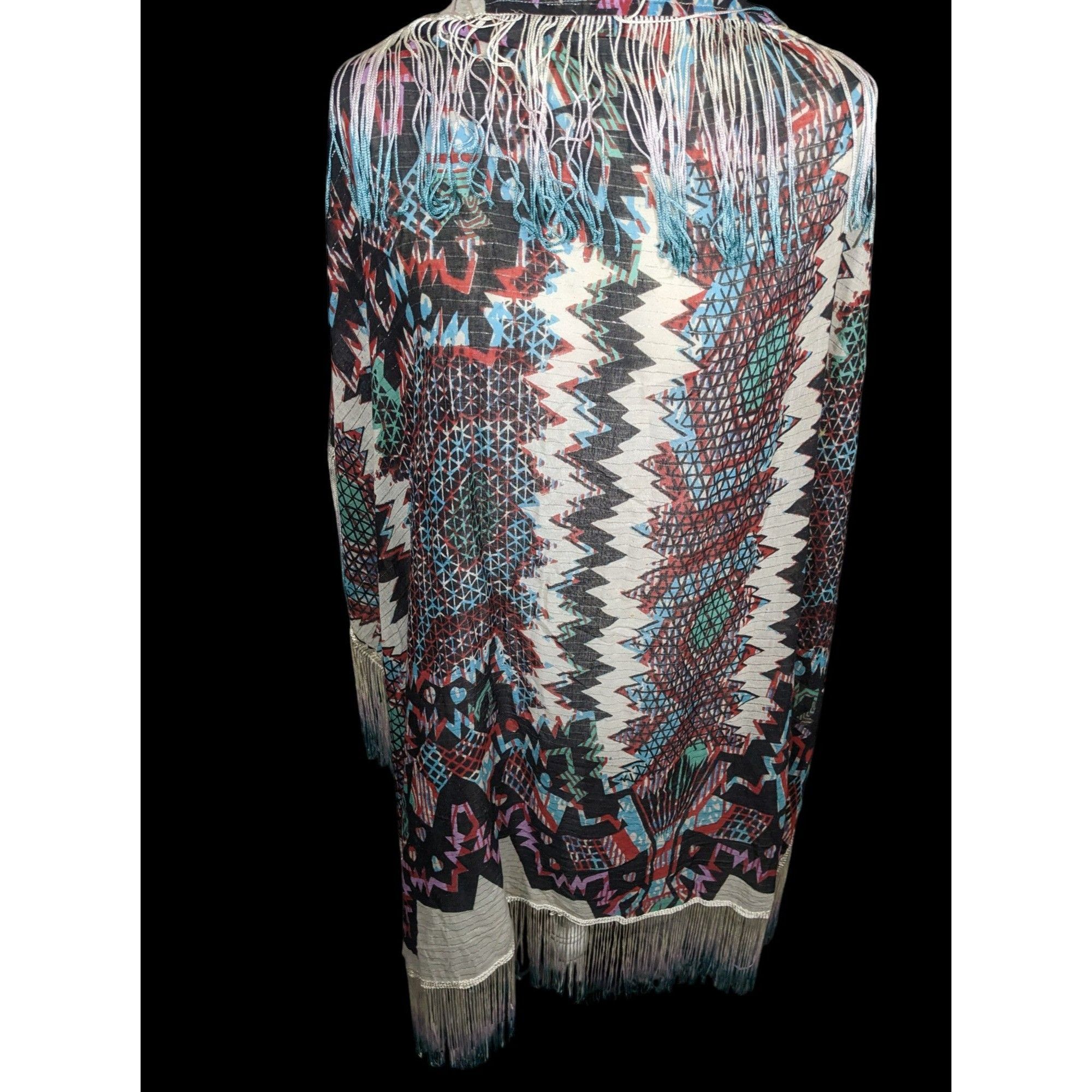 Topshop Topshop Southwestern Abstract Rainbow Ombre Fringe Scarf Size ONE SIZE - 1 Thumbnail