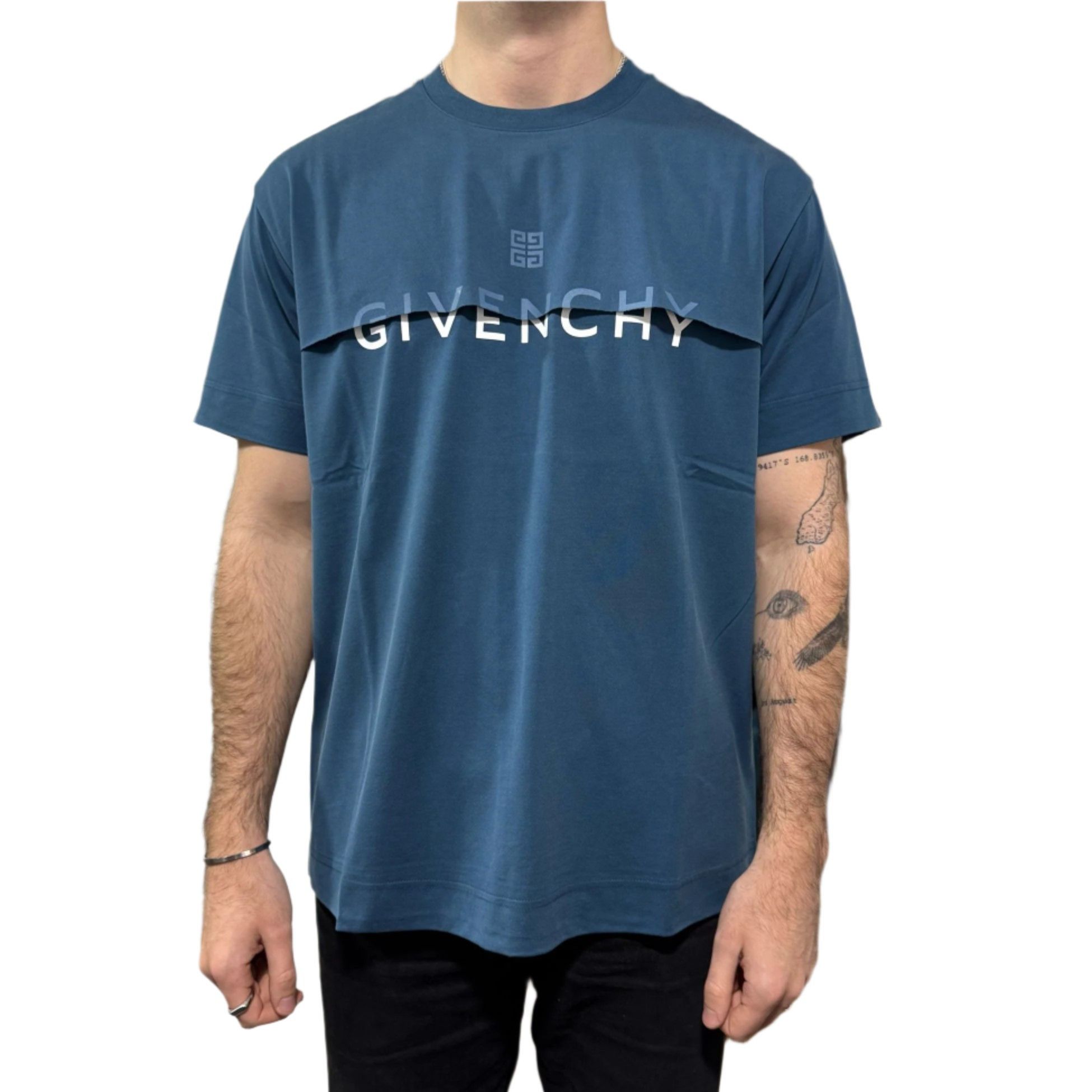 Givenchy Blue 4G Logo Oversized Overlay T-Shirt Size US M / EU 48-50 / 2 - 2 Thumbnail