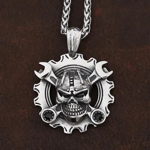 Handmade × Jewelry × Vintage Mechanical Skull Necklace Pendant Size ONE SIZE - 4 Thumbnail