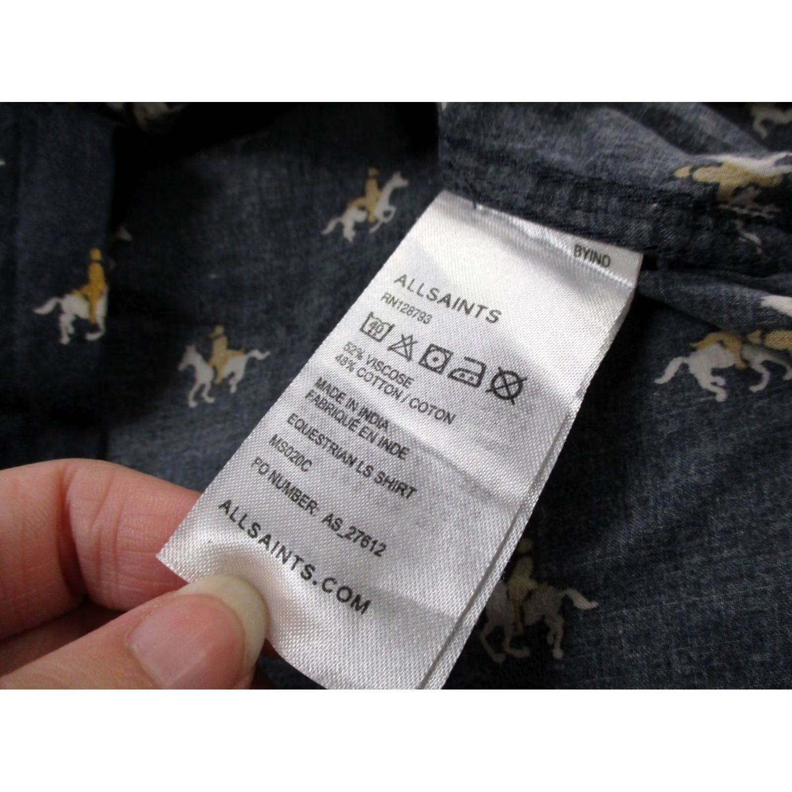 Allsaints AllSaints Shirt Mens S Blue Pony All Over Classic Country Shuttle Notes Preppy Size US S / EU 44-46 / 1 - 7 Thumbnail