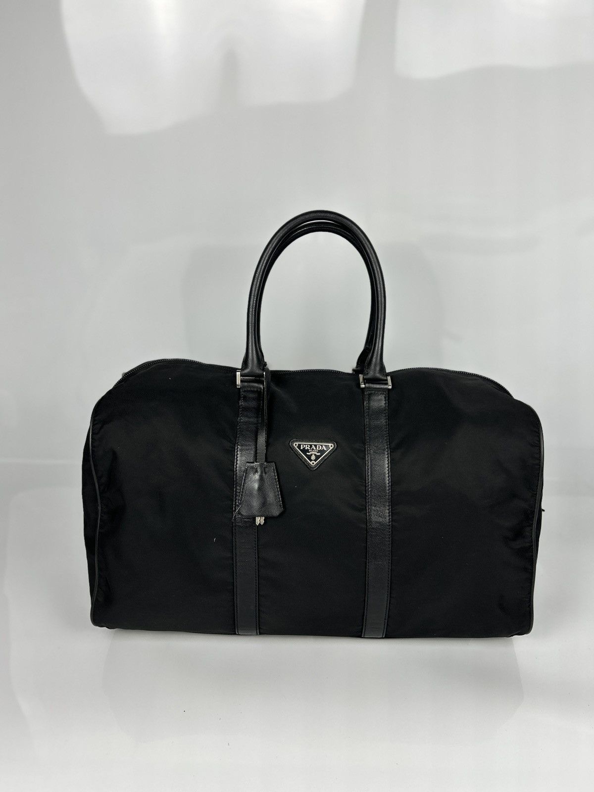 image of Prada Black Boston Duffel Bag, Men's