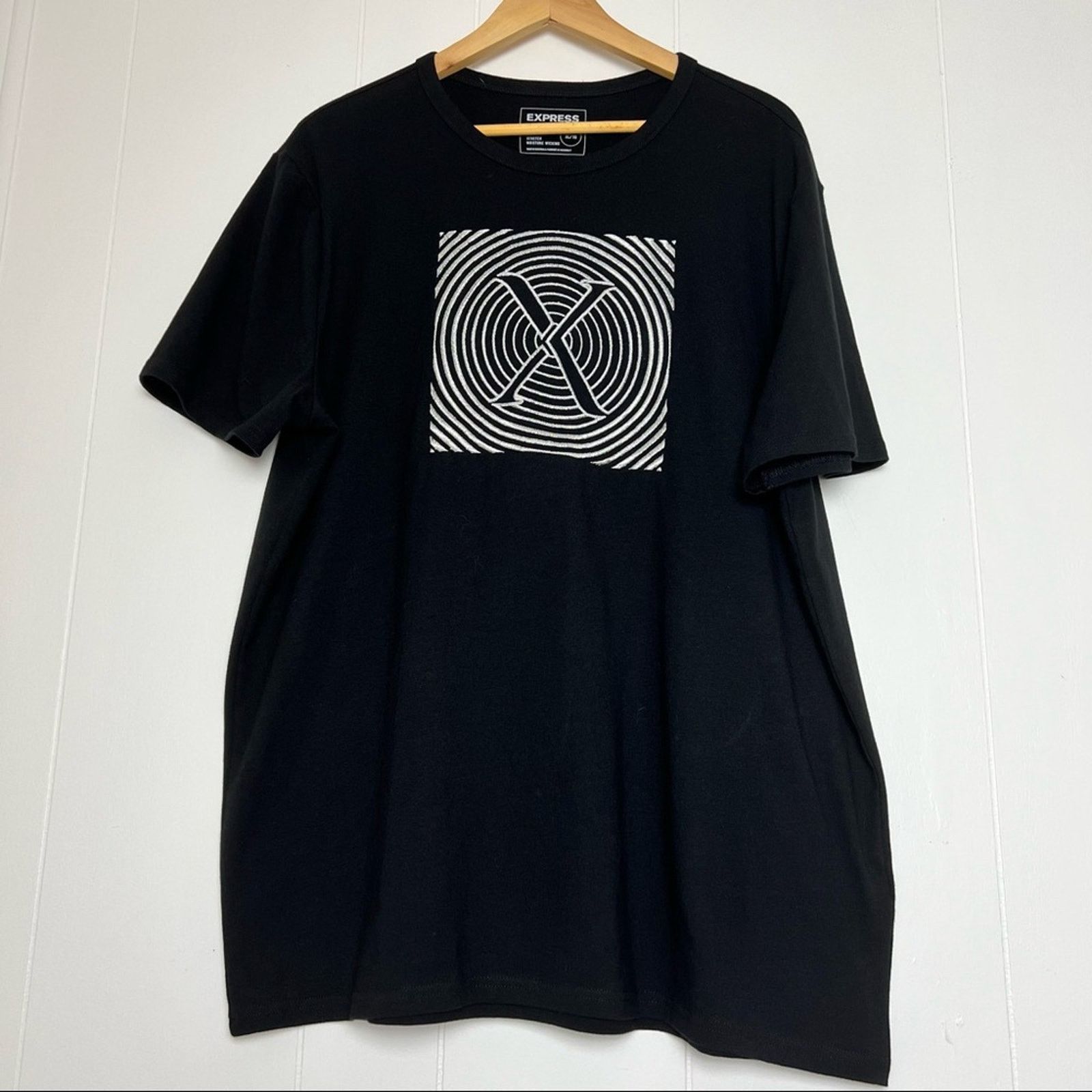 Express Express Black Silver Embroidered X Logo Graphic Tee Men XL Size US XL / EU 56 / 4 - 5 Thumbnail