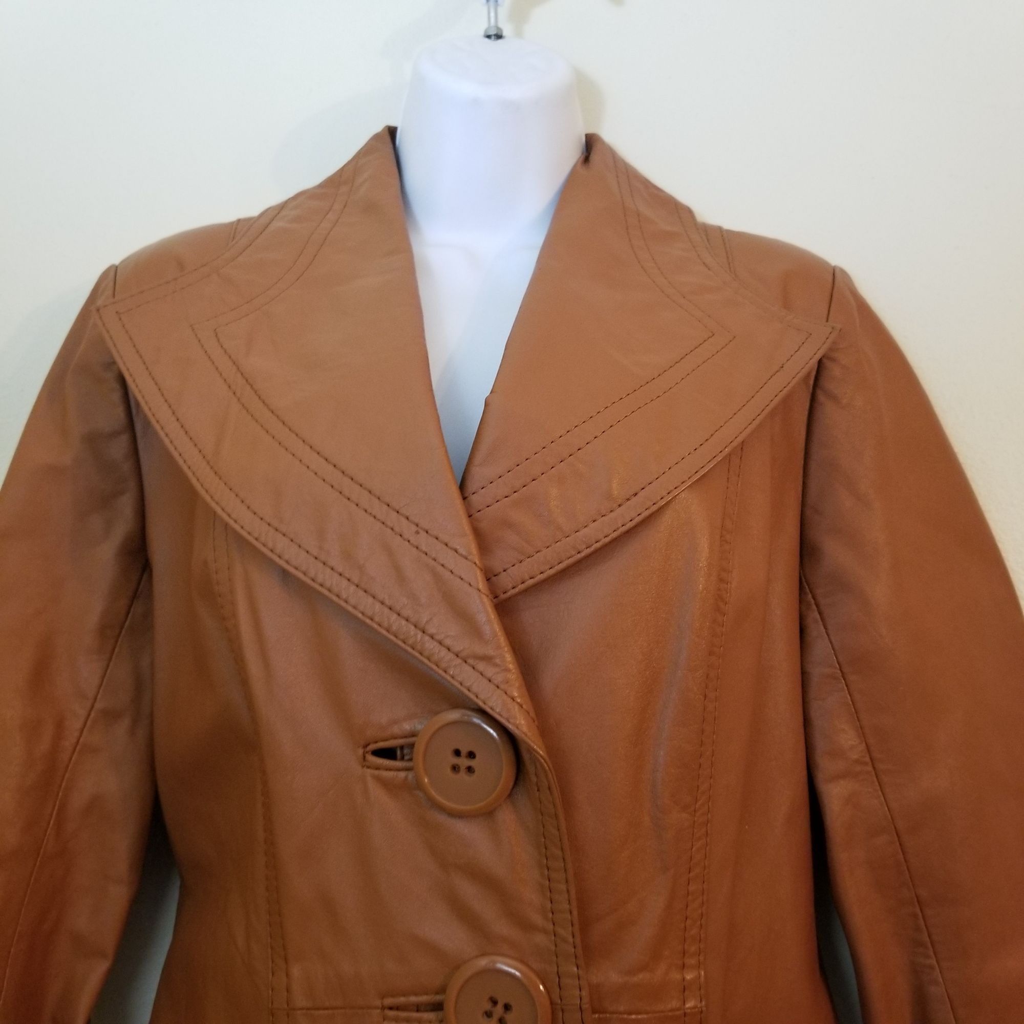 Other PBD Leather USA Camel Brown Trench Coat Belted S/M Buttersof Size M / US 6-8 / IT 42-44 - 6 Thumbnail