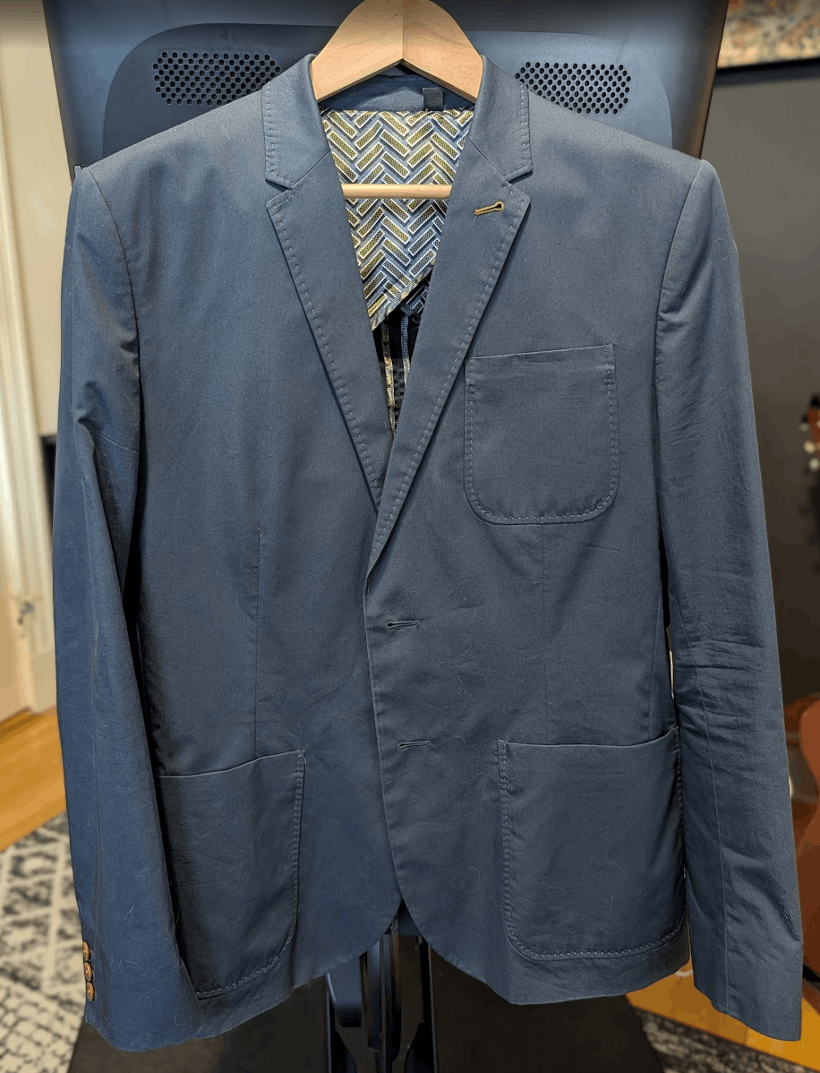 Ted Baker Ted Bake - Cotton Navy Blazer Size 42R - 1 Thumbnail