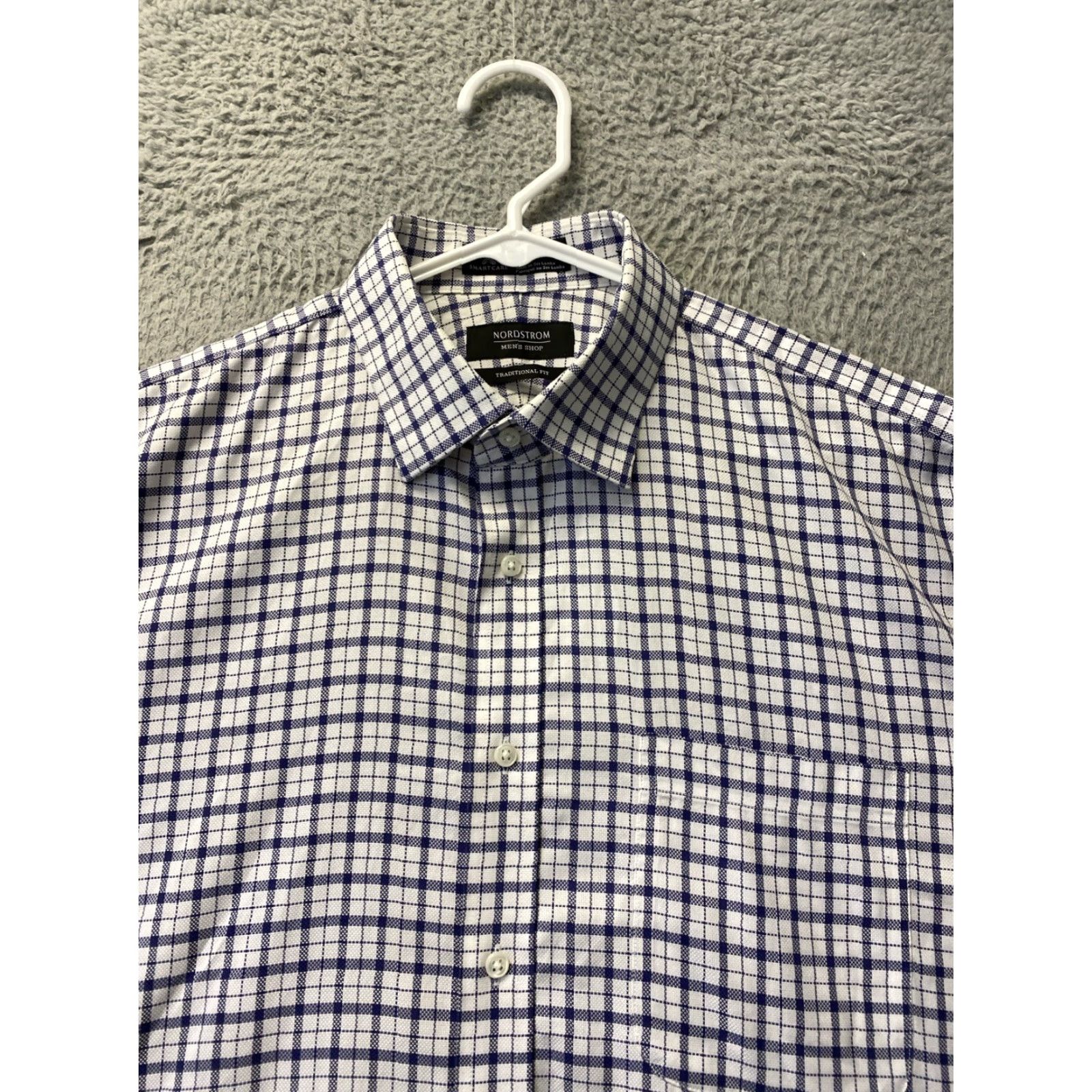 Nordstrom Nordstrom Dress Shirt Men 16.5 Blue Plaid Button-Down Non-Iron Wrinkle-Resistant Pockets 100% Cotton Regular Fit Multi-Color Mens Size 42R - 3 Thumbnail